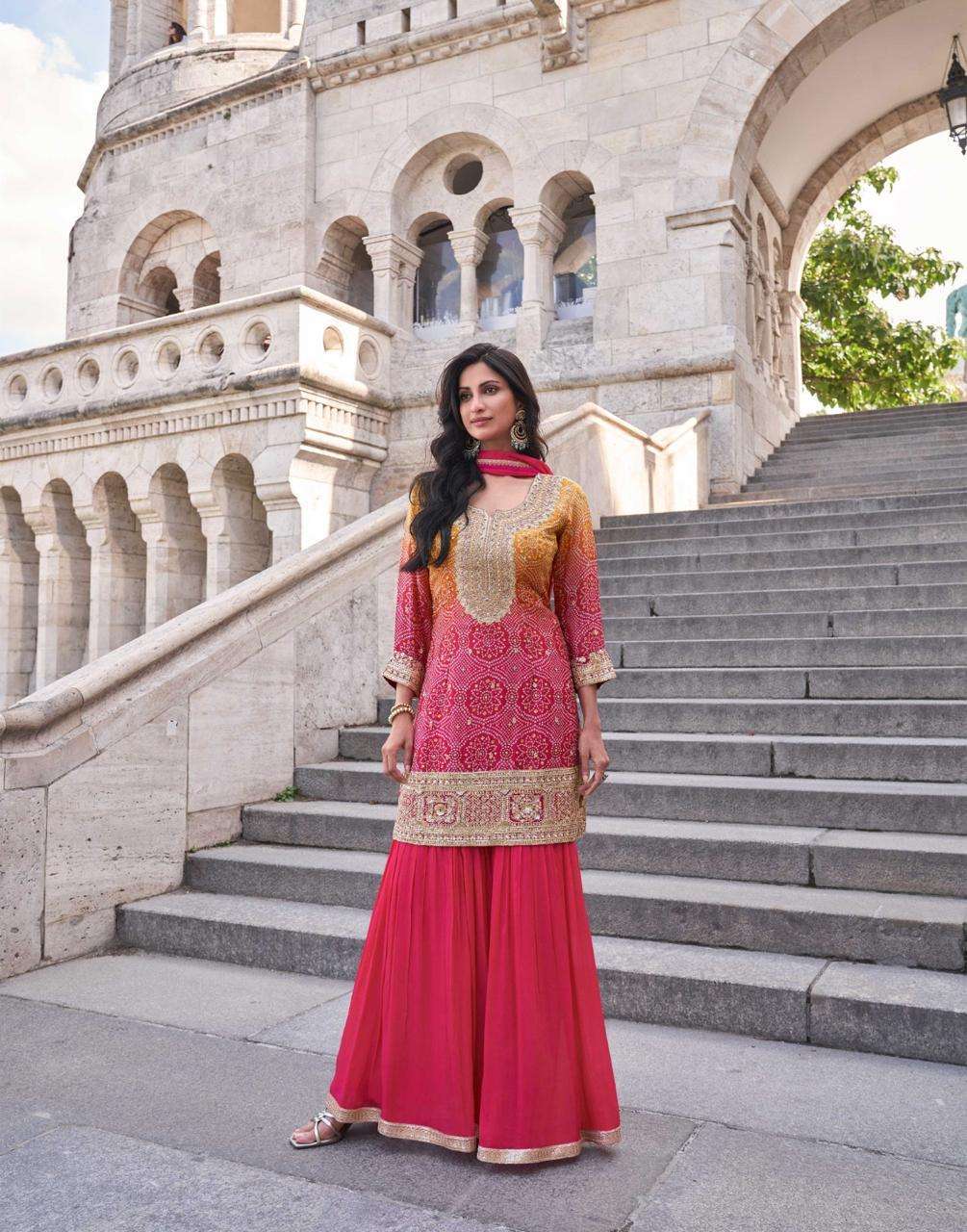 SAYURI SAKHI 5646 TO 5649 PARTYWEAR SHARARA DRESS CATALOG EXPORTER 2024