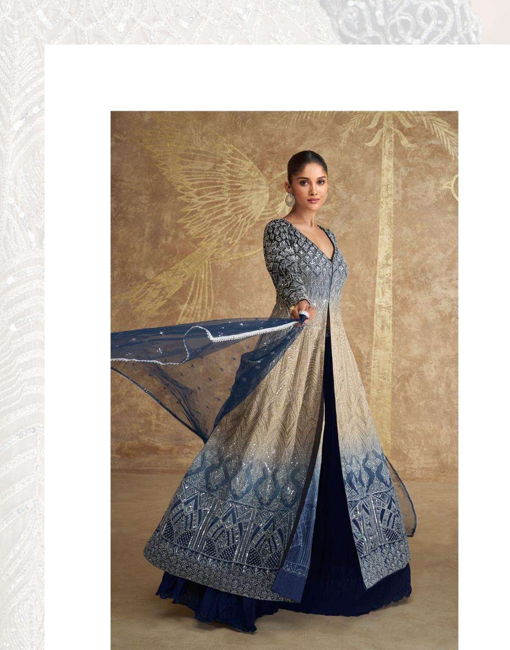 SAYURI SAWARIA 5609 TO 5611 PARTYWEAR INDO WESTERN DRESS CATALOGUE WHOLESALER 