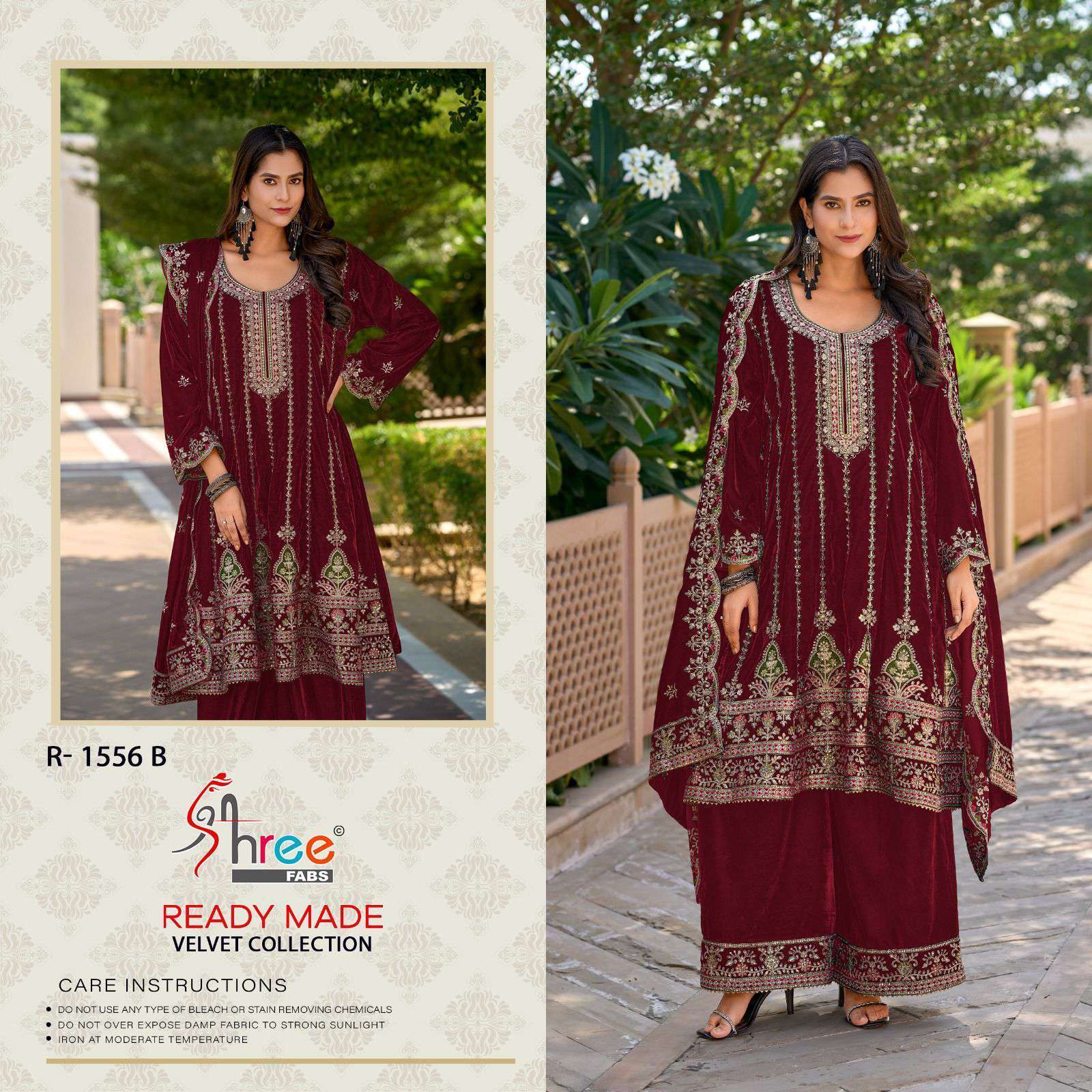 SHREE FAB R 1556 COLORS PARTYWEAR VELVET DESIGNER READYMADE DRESS WHOLESALER 2024
