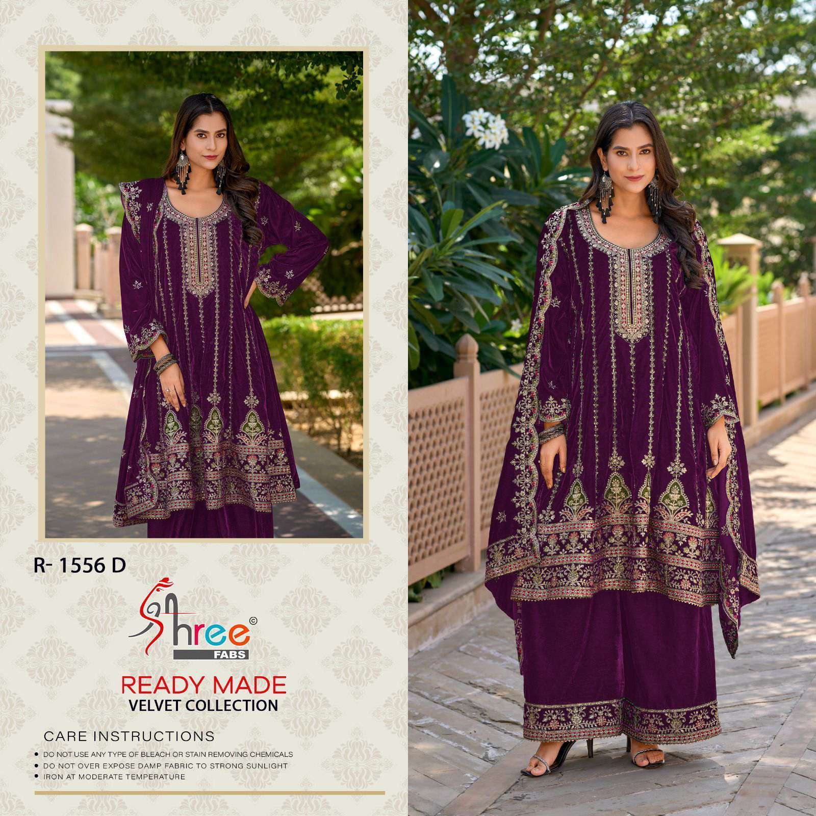 SHREE FAB R 1556 COLORS PARTYWEAR VELVET DESIGNER READYMADE DRESS WHOLESALER 2024