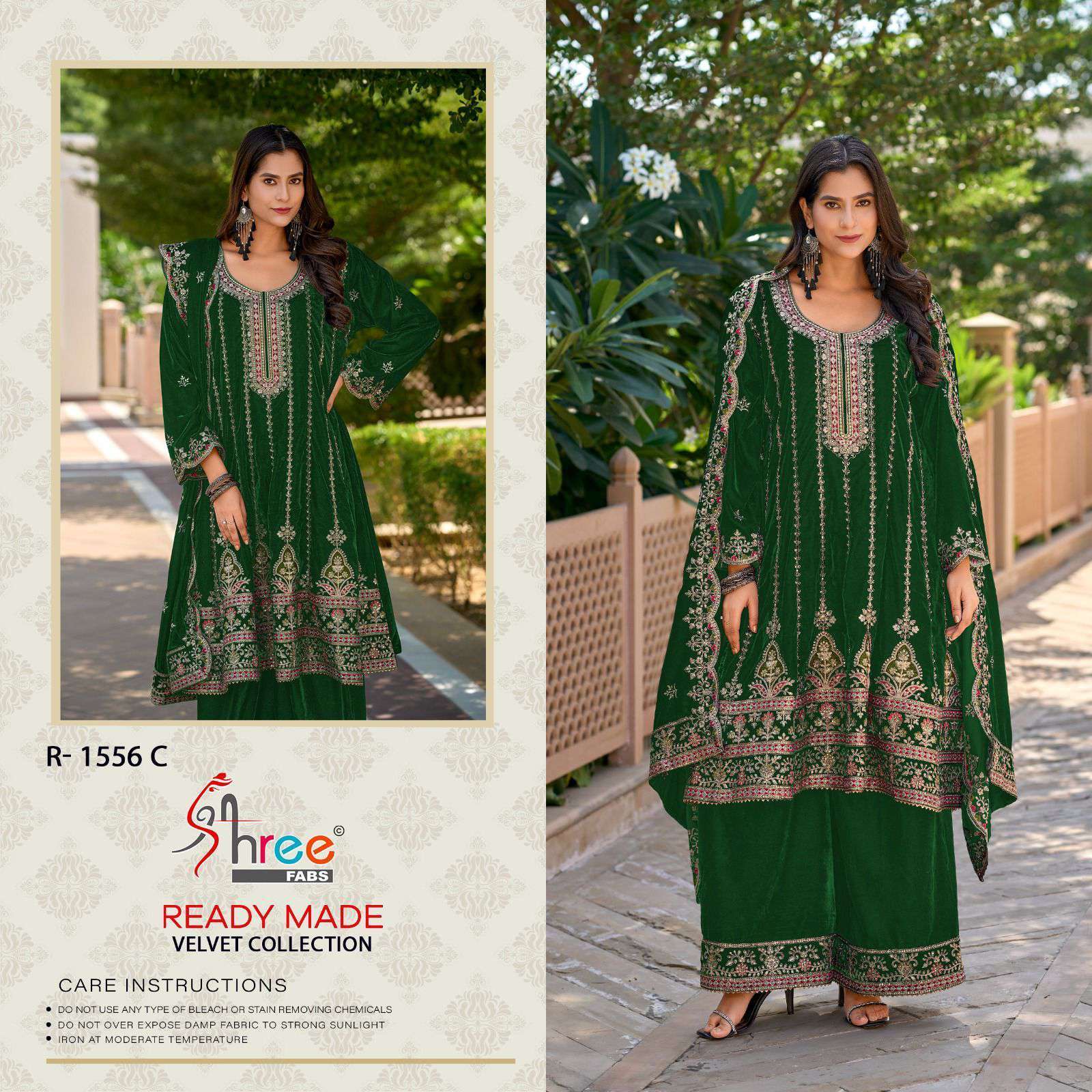 SHREE FAB R 1556 COLORS PARTYWEAR VELVET DESIGNER READYMADE DRESS WHOLESALER 2024