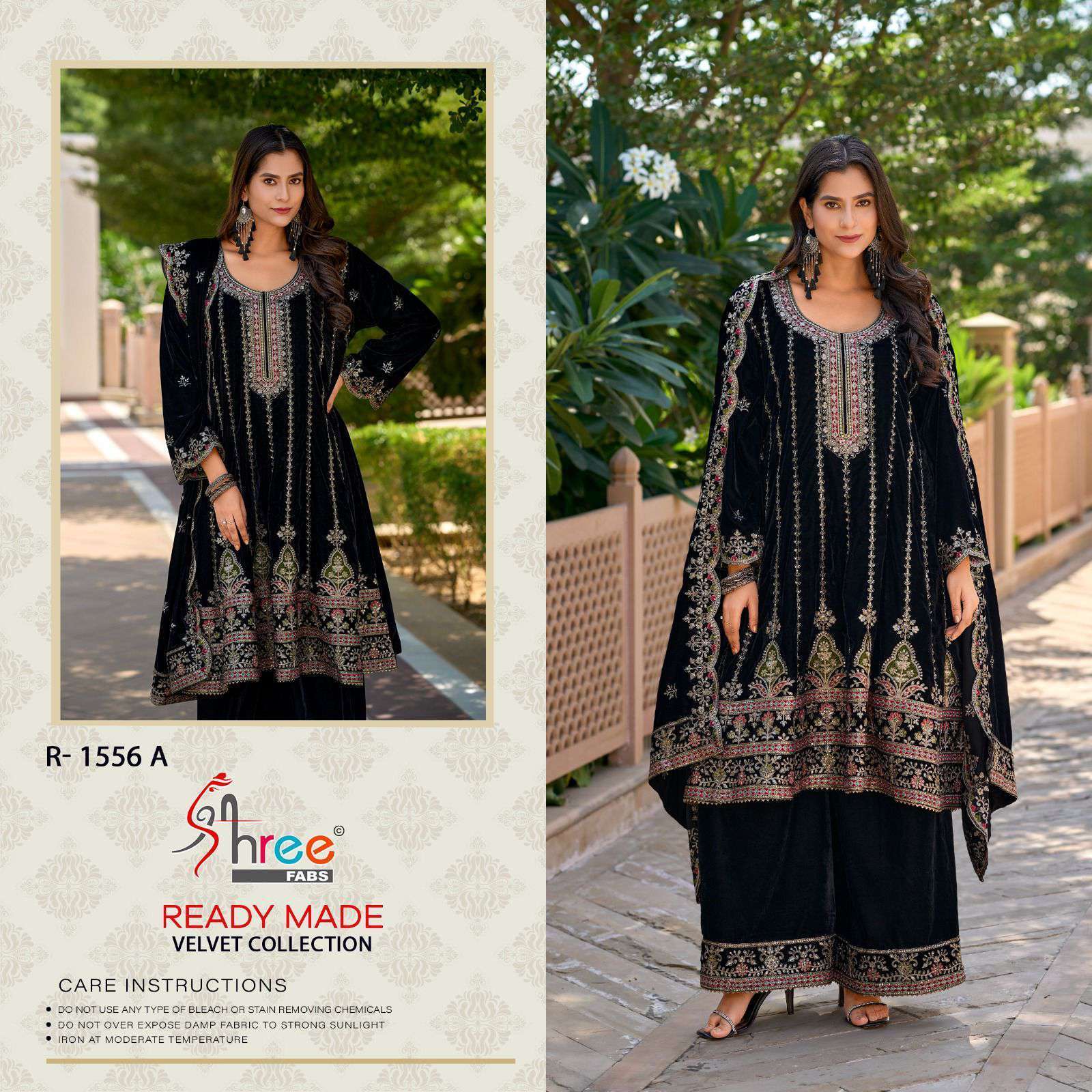 SHREE FAB R 1556 COLORS PARTYWEAR VELVET DESIGNER READYMADE DRESS WHOLESALER 2024