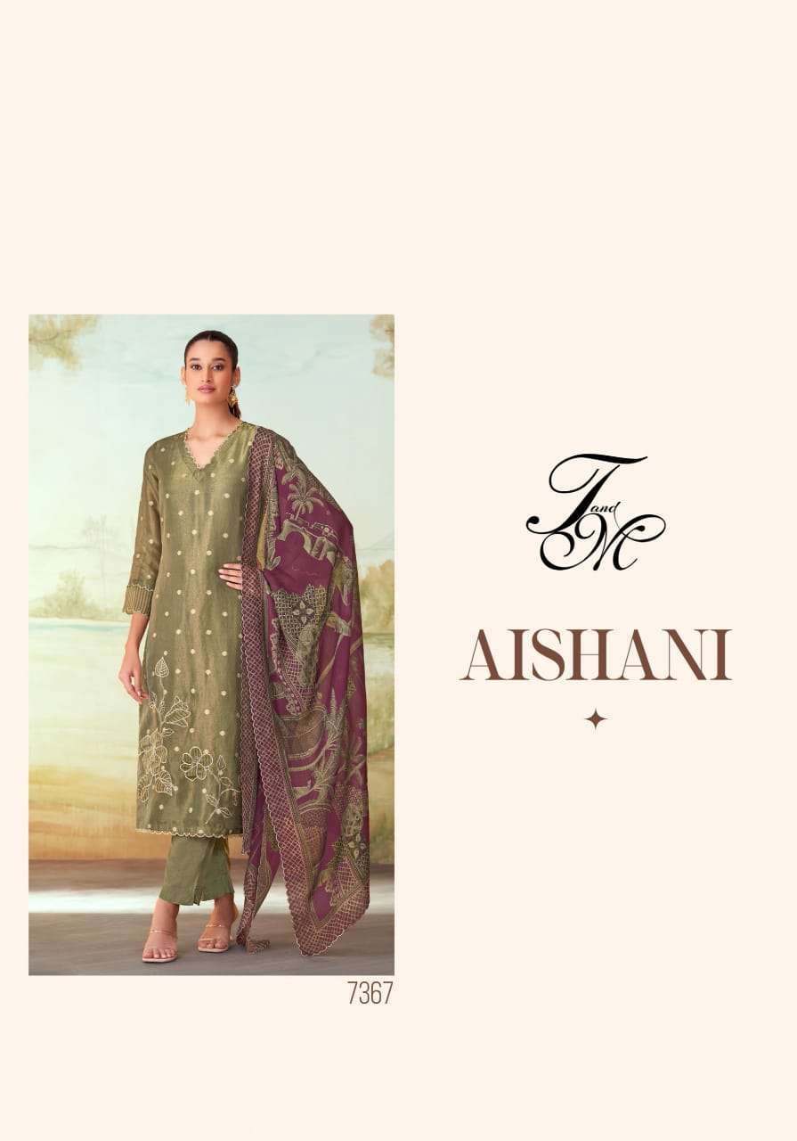 T AND M DESIGNER AISHANI DESIGNER TISSUE FABRIC CATALOGUE WHOLESALER 2024