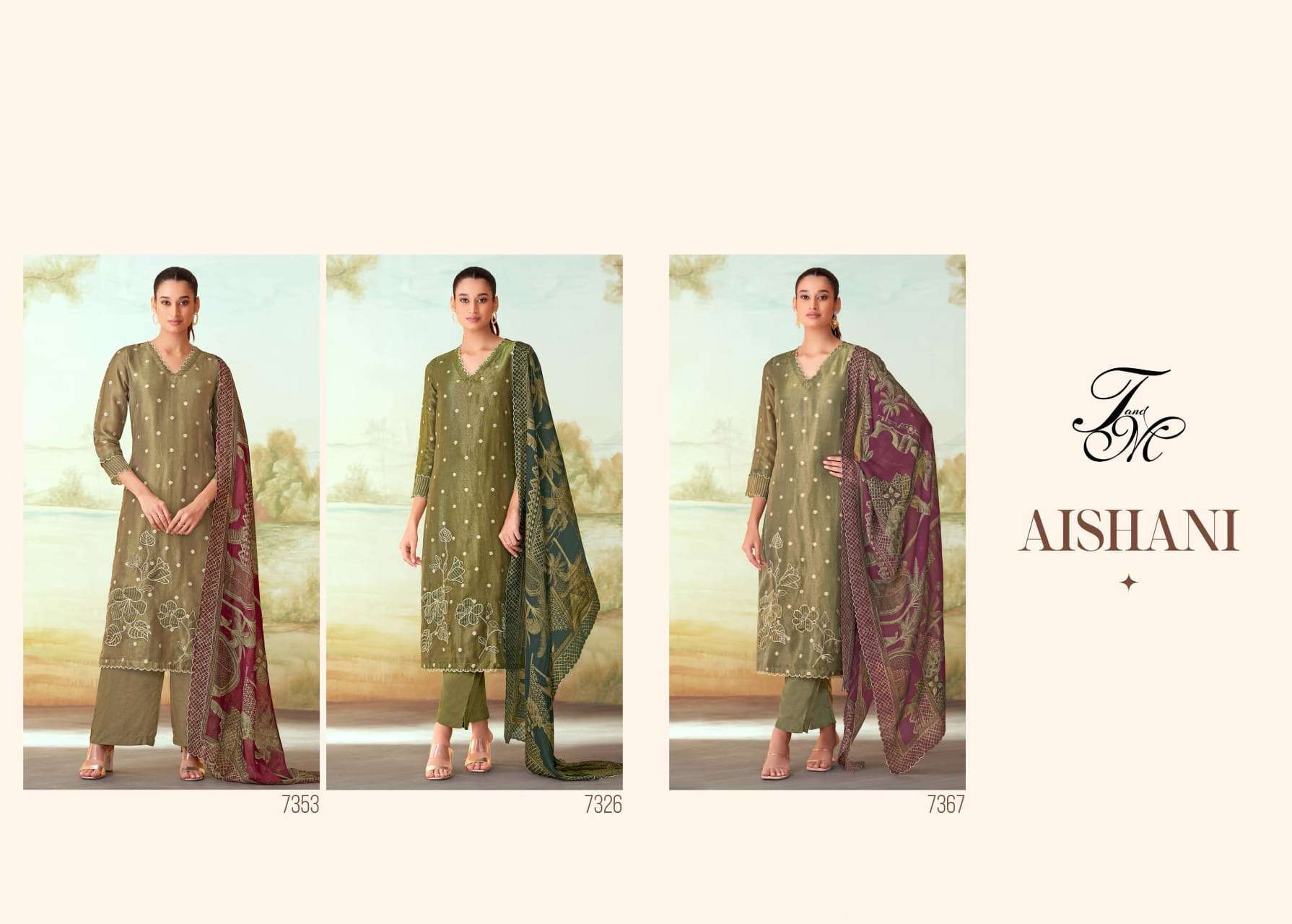 T AND M DESIGNER AISHANI DESIGNER TISSUE FABRIC CATALOGUE WHOLESALER 2024