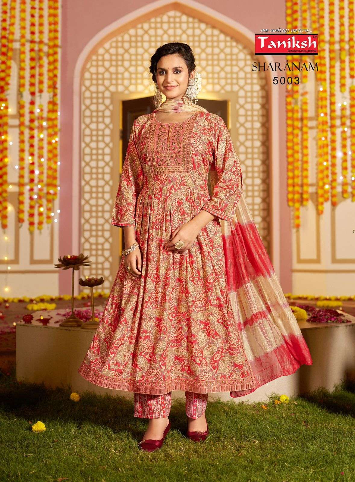 TANIKSH SHARANAM VOL 5 NAYRA CUT KURTI PANT WITH DUPATTA LATEST CATALOGUE WHOLESALE PRICE 