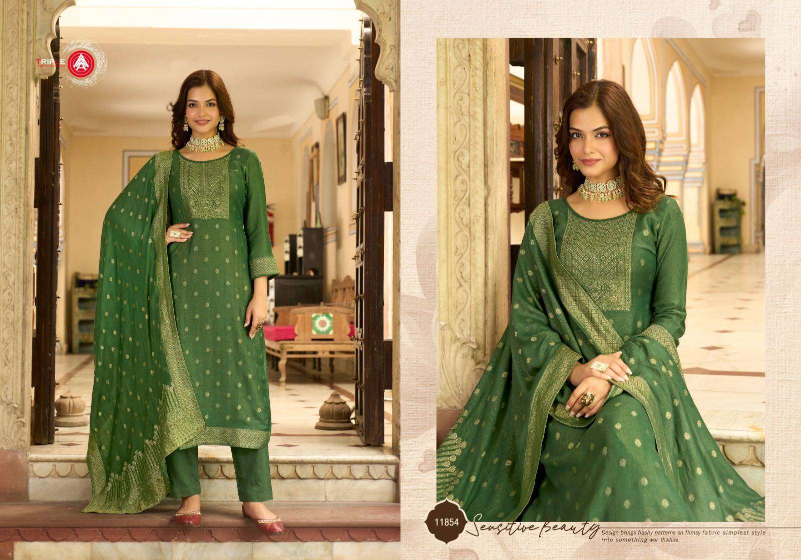 TRIPLE AAA ANJUM DESIGNER PASHMINA JACQUARD SUIT CATALOGUE WHOLESALER 