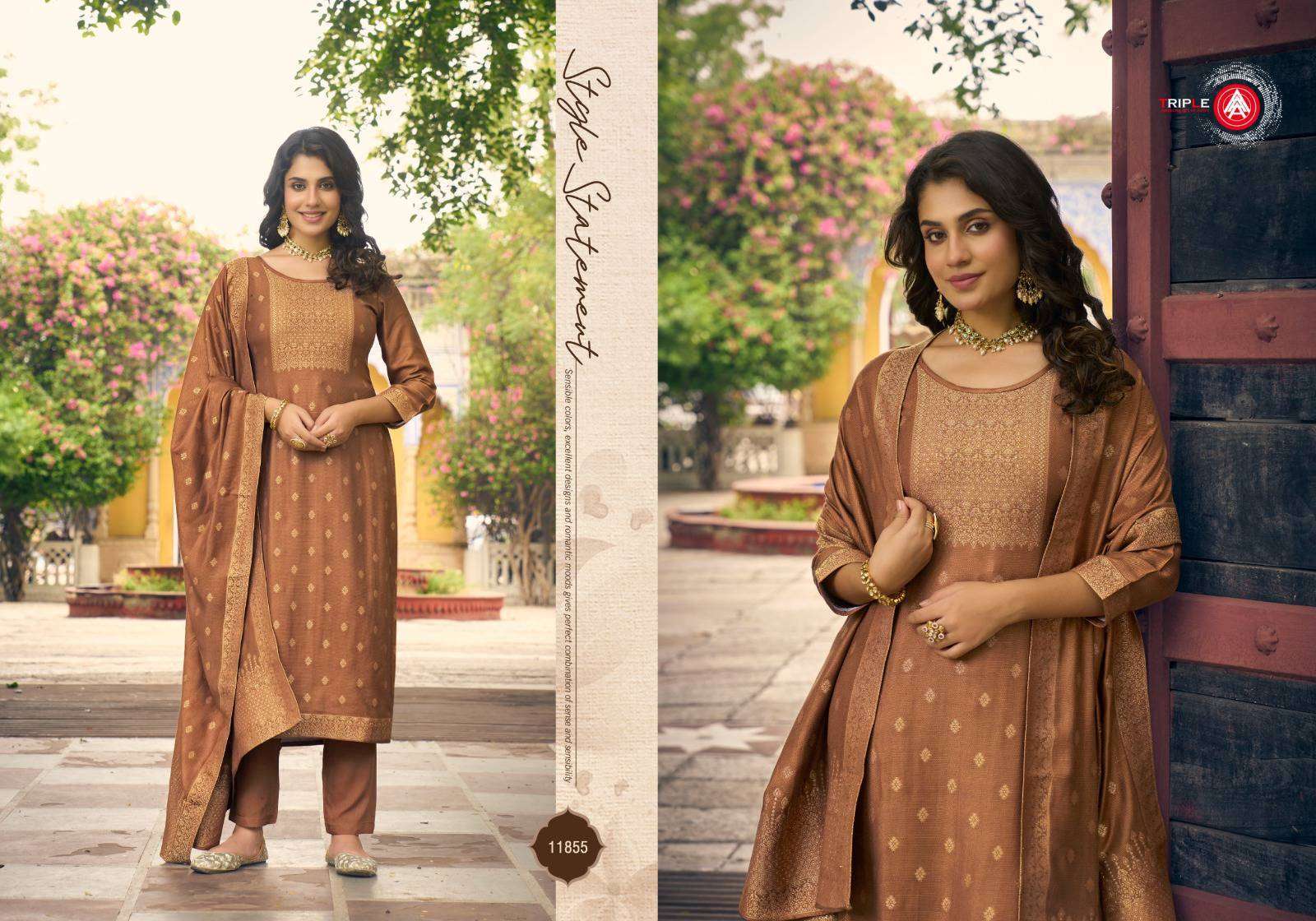 TRIPLE AAA ANJUM DESIGNER PASHMINA JACQUARD SUIT CATALOGUE WHOLESALER 