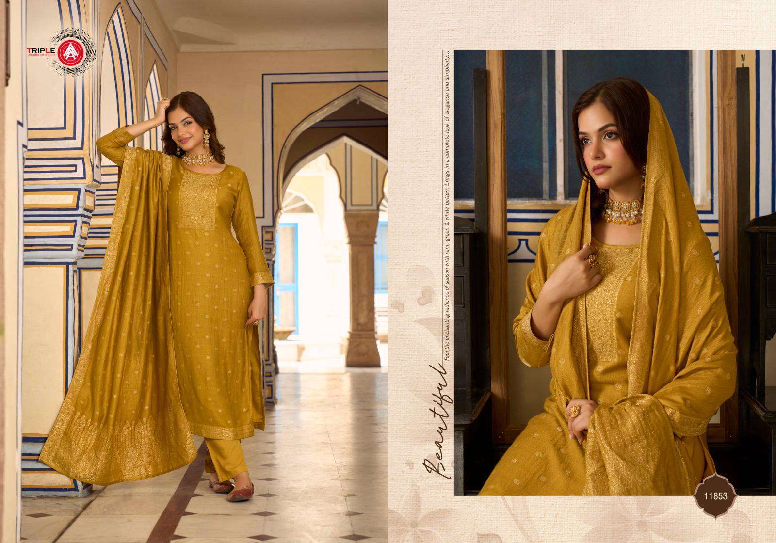 TRIPLE AAA ANJUM DESIGNER PASHMINA JACQUARD SUIT CATALOGUE WHOLESALER 