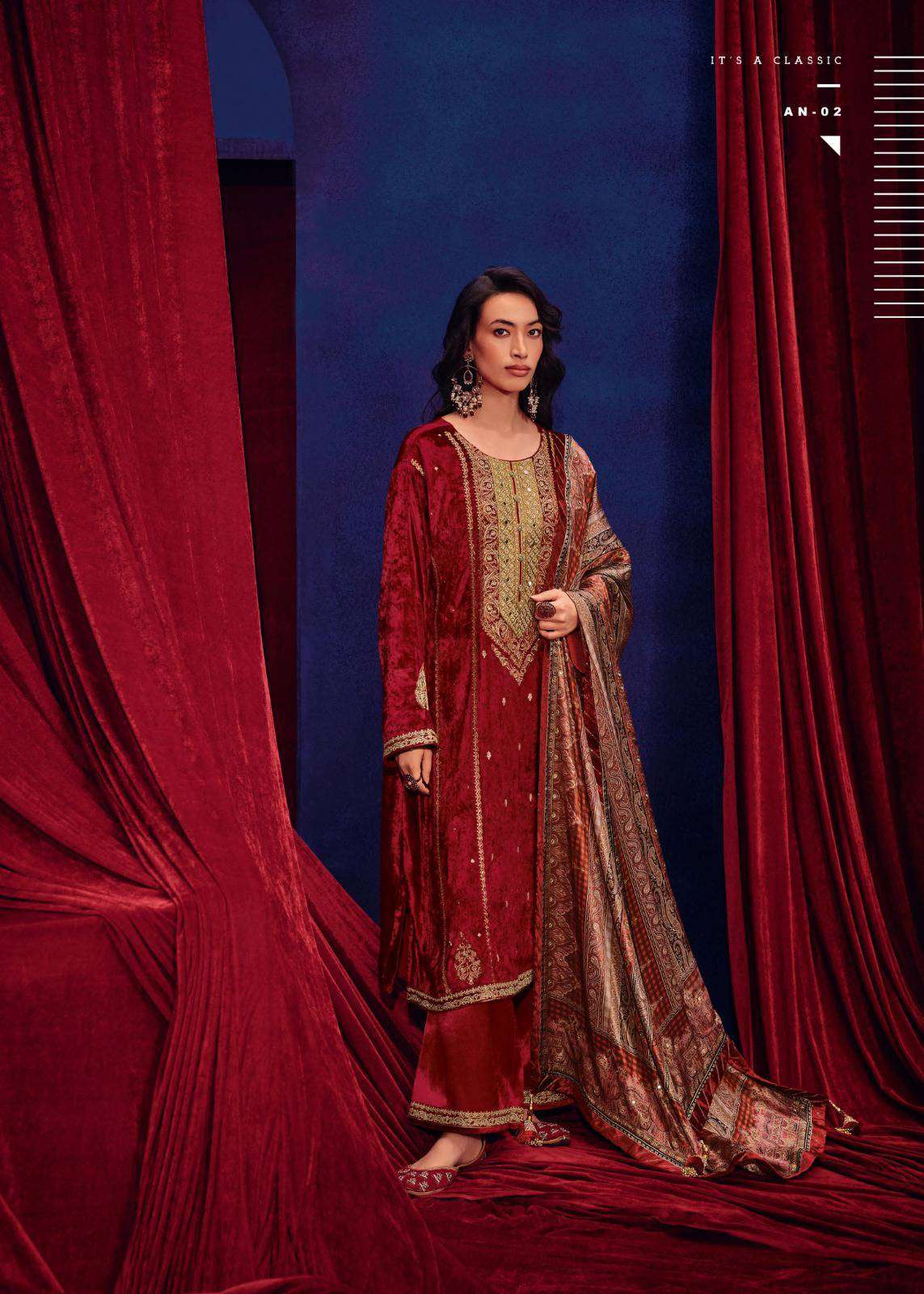 VARSHA AAINA LATEST DESIGNER VELVET SUIT CATALOGUE WHOLESALE PRICE DEALER 