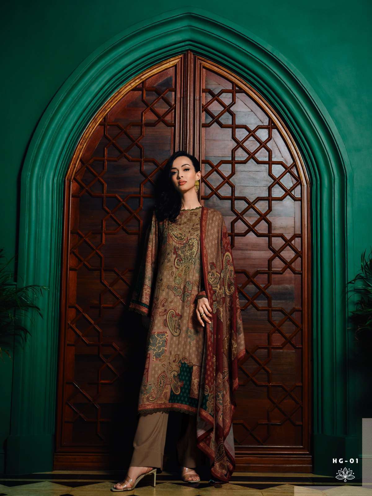 VARSHA HERITAGE FANCY VISCOSE PASHMINA SUIT CATALOGUE WHOLESALER 2024