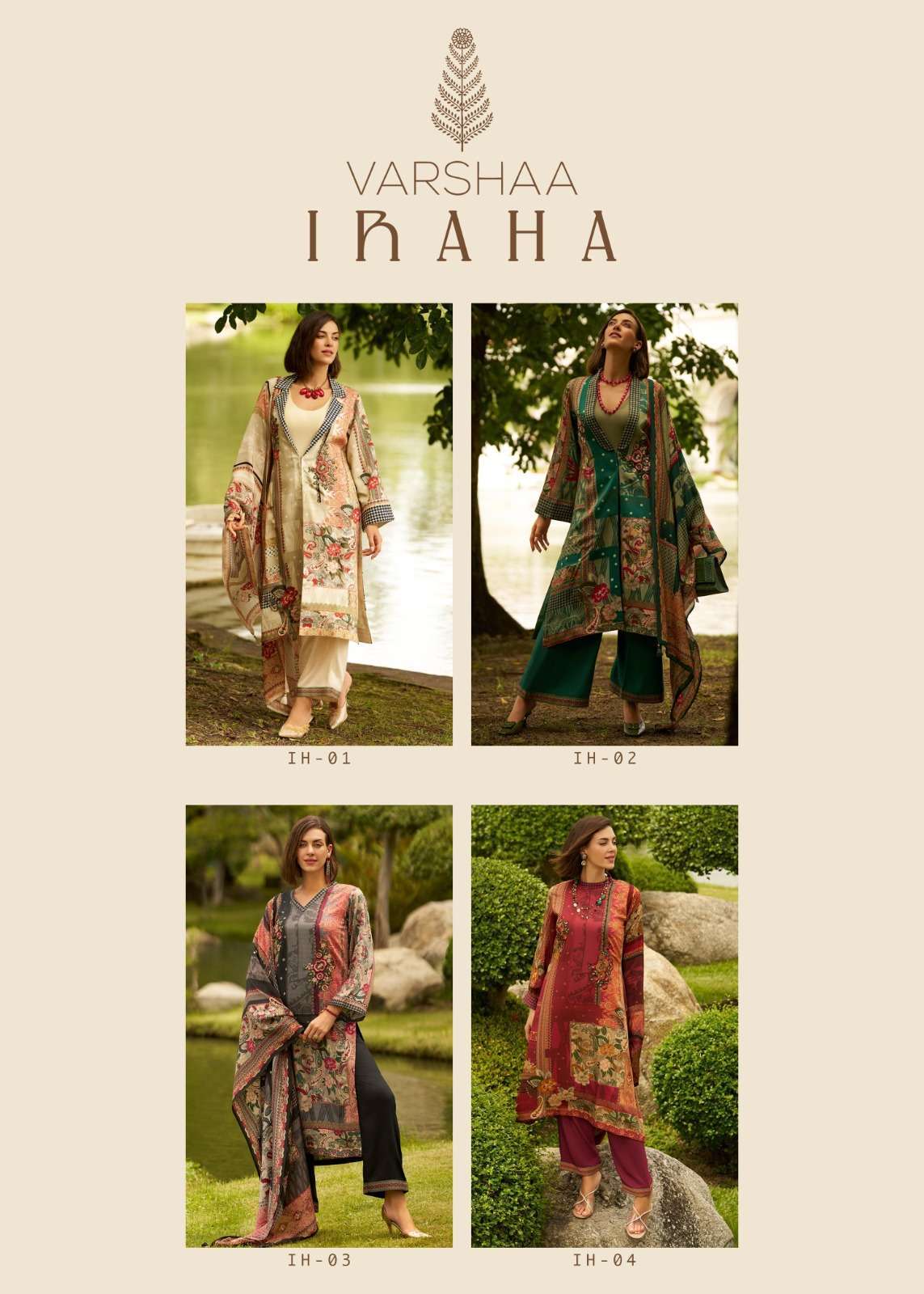 VARSHA IRAHA PREMIUM DESIGN PASHMINA WINTER SUIT CATALOGUE WHOLESALER 2024