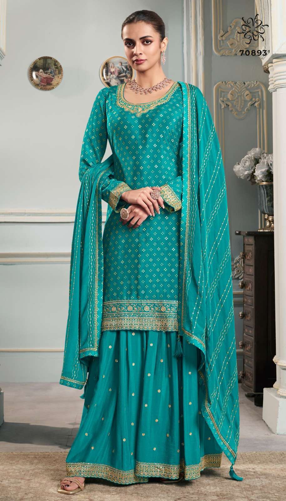 VINAY FASHION KULEESH SHIKHA DESIGNER SHARARA SUIT CATALOGUE SUPPLIER IN SURAT 2024