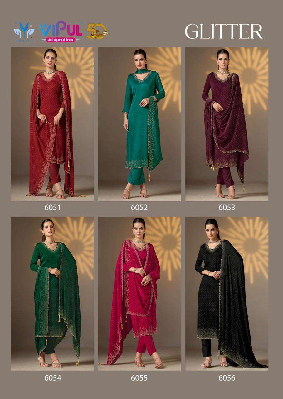 VIPUL FASHION GLITTER DESIGNER WORK FANCY SUIT CATALOGUE WHOLESALER 2024