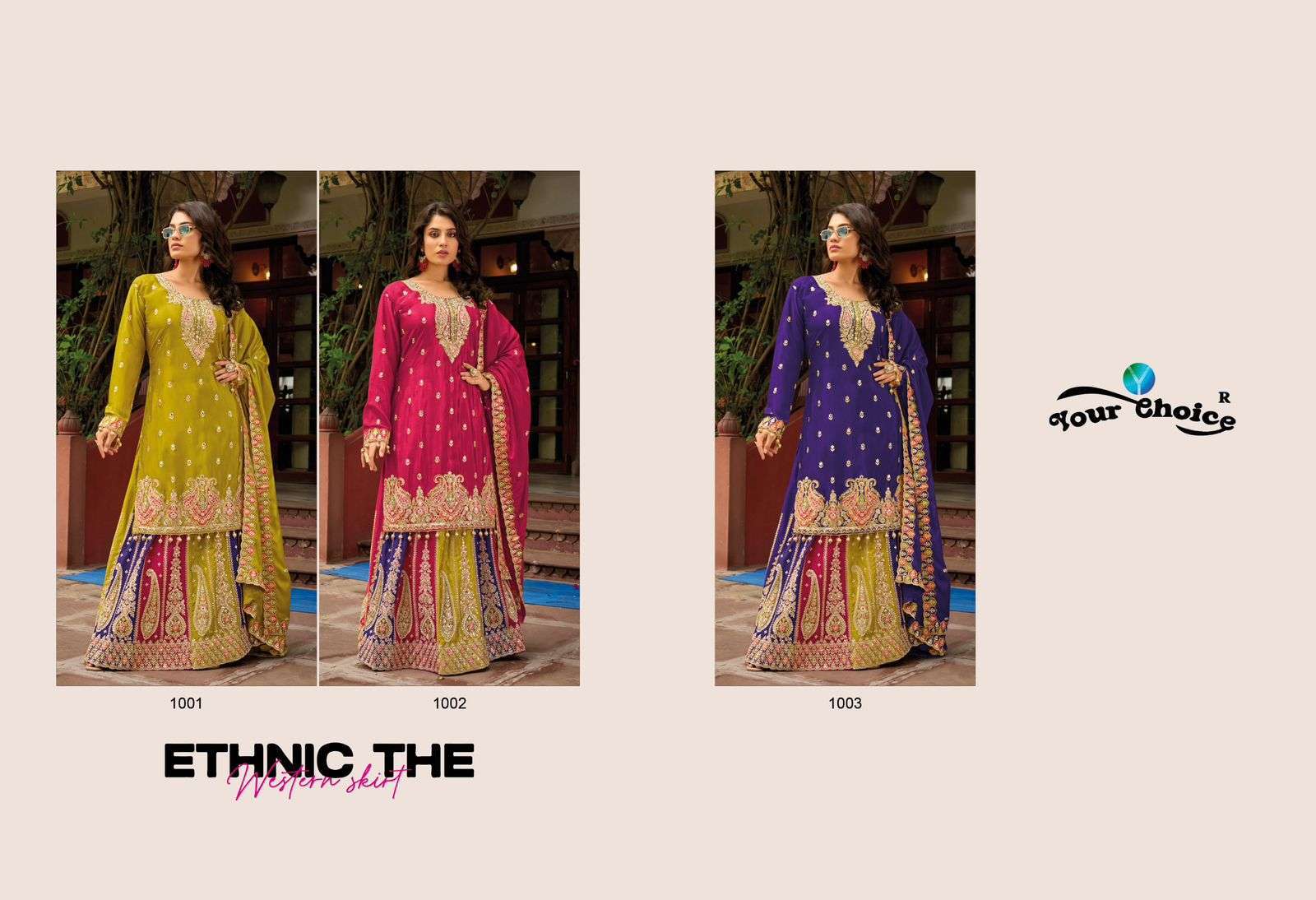 YOUR CHOICE ETHNIC DESIGNER LEHNGA STYLE DRESS CATALOGUE EXPORTER 2024