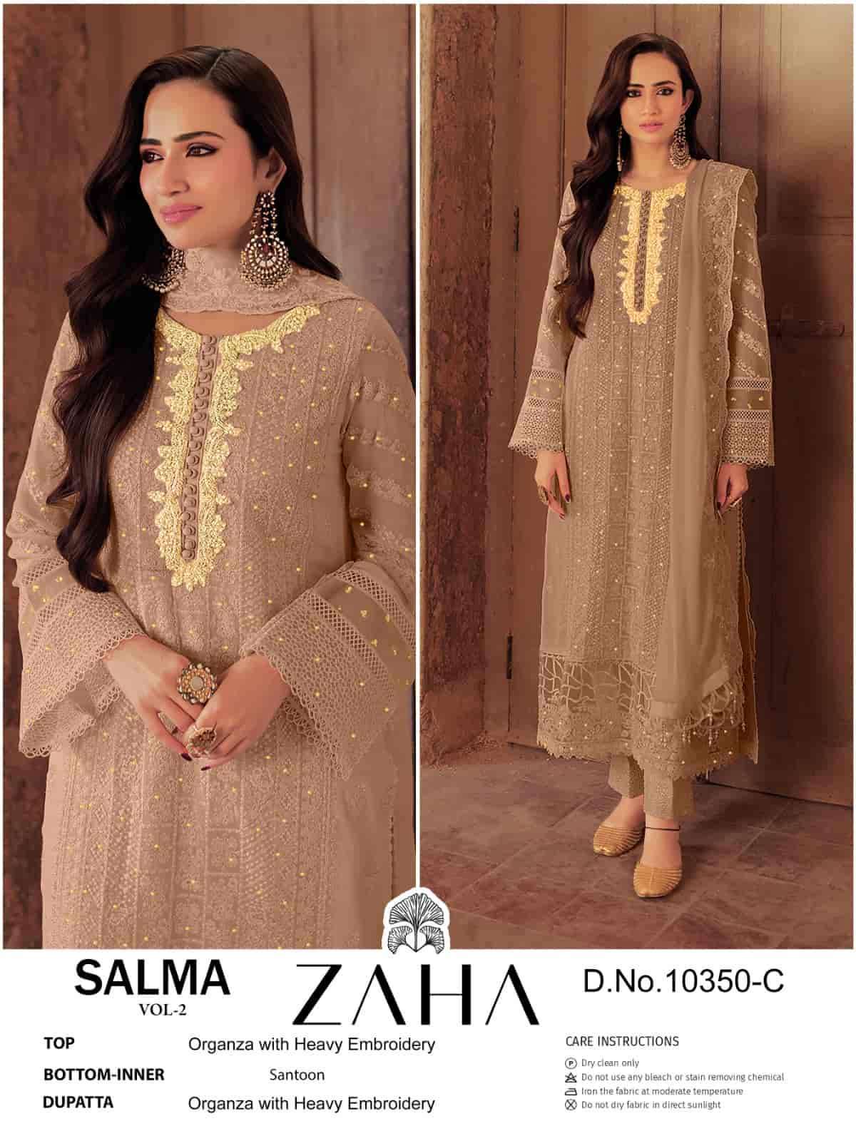 ZAHA SALMA VOL 2 10350 COLORS PAKISTANI STYLE ORGANZA SUIT WHOLESALER 