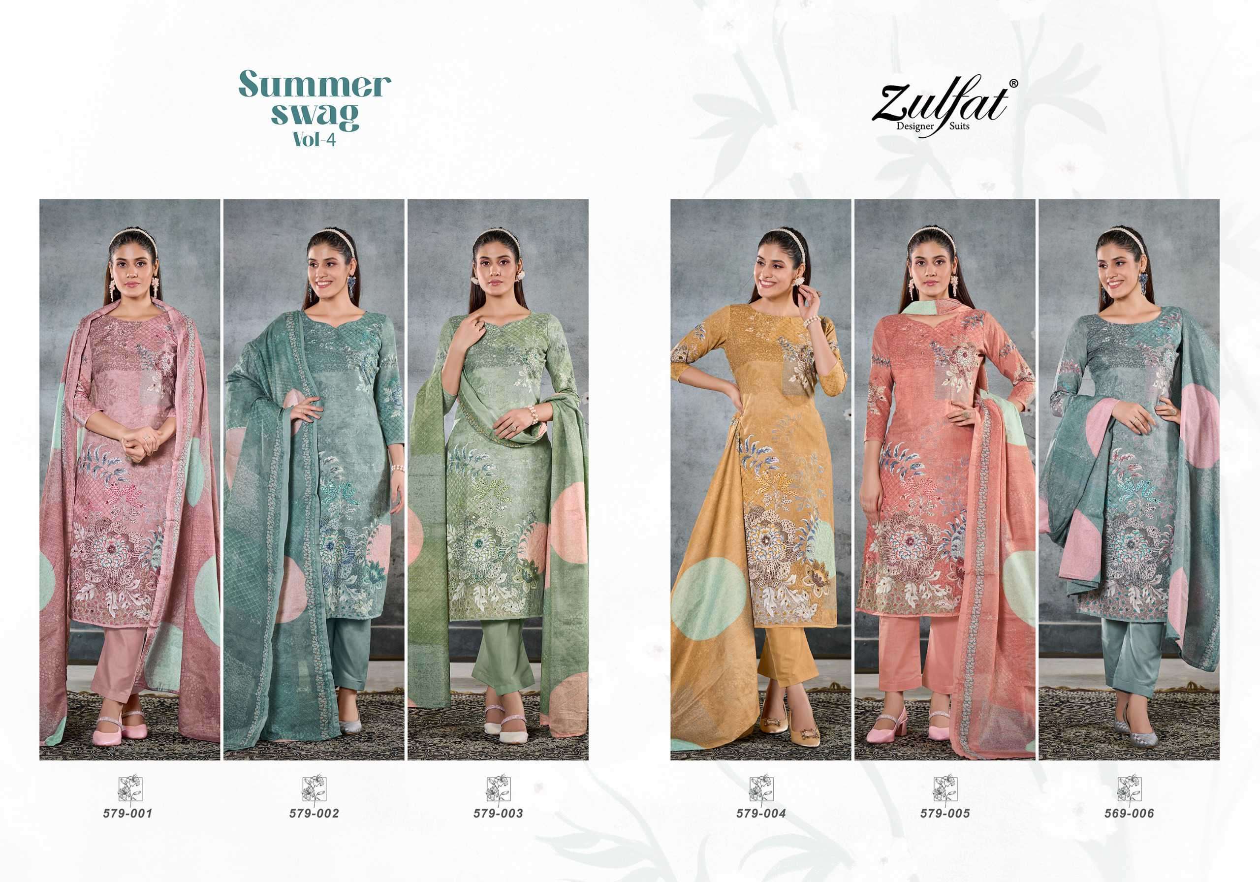 ZULFAT DESIGNER SUMMER SWAG VOL 4 FANCY COTTON SALWER KAMEEZ CATALOGUE WHOLESALE PRICE 