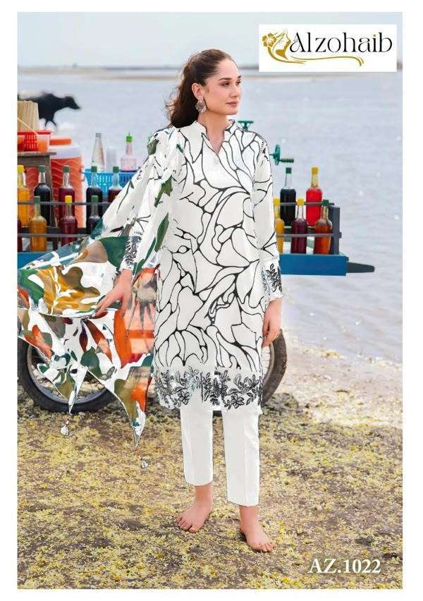AL ZOHAIB M BASIC AZ 1022 COLOR FANCY COTTON SALWER SUIT COLLECTION WHOLESALE PRICE 
