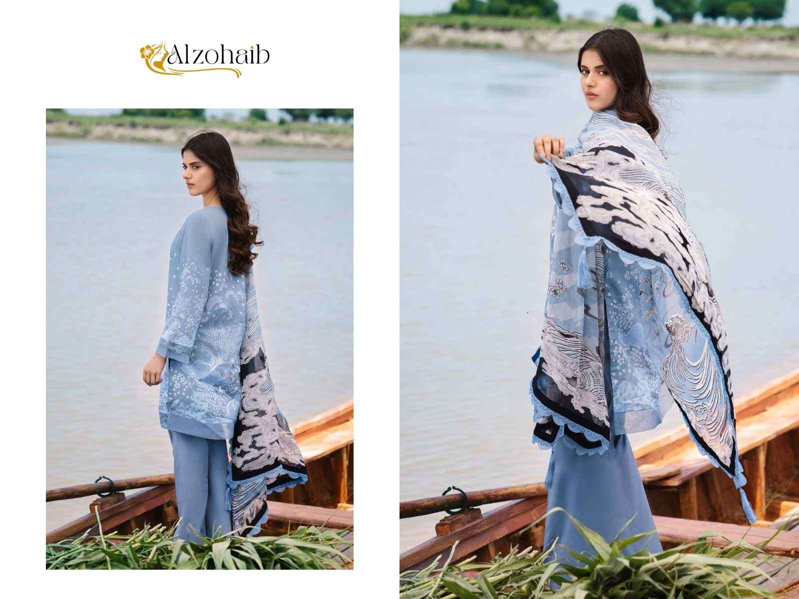 AL ZOHAIB M BASICS VOL 5 UNSTITCH COTTON LADIES SUIT CATALOGUE WHOLESALER 