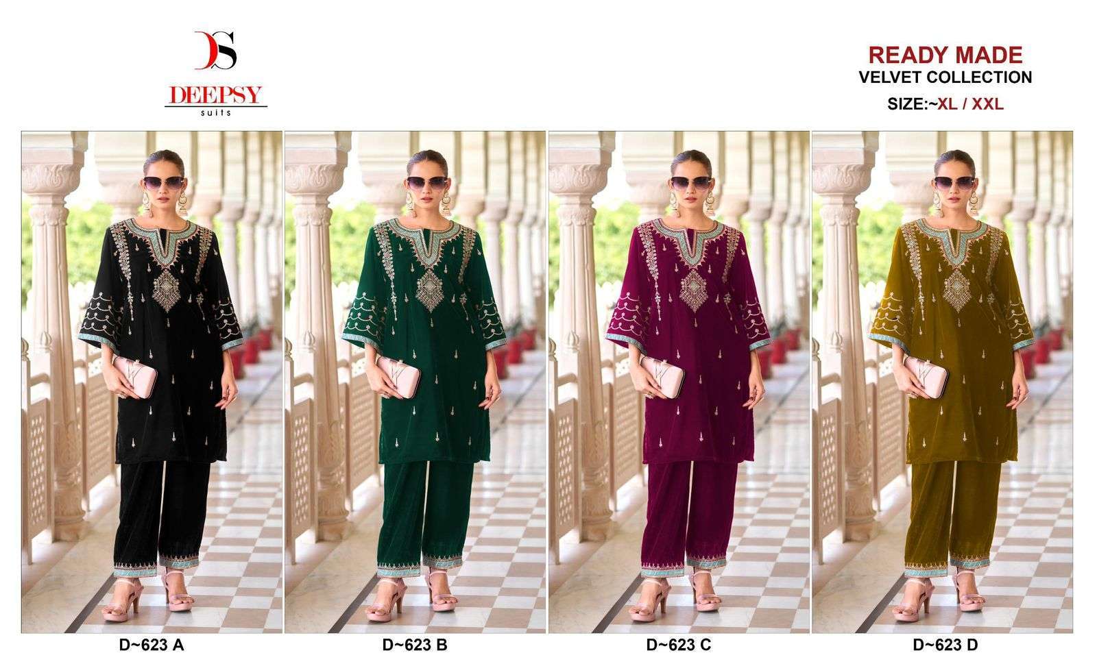 DEEPSY D 623 COLORS PARTYWEAR STYLE VELVET CORD SET COLLECTION WHOLESALER 