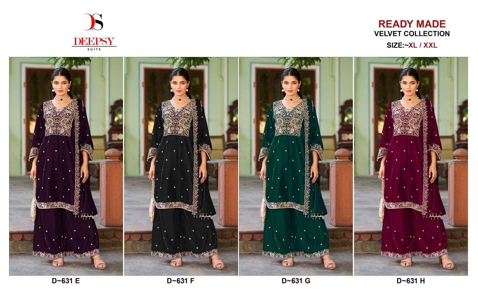 DEEPSY D 631 COLORS READYMADE VELVET PAKISTANI DESIGNER SUIT WHOLESALER 