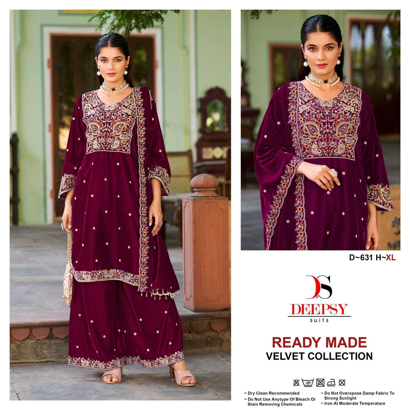 DEEPSY D 631 COLORS READYMADE VELVET PAKISTANI DESIGNER SUIT WHOLESALER 