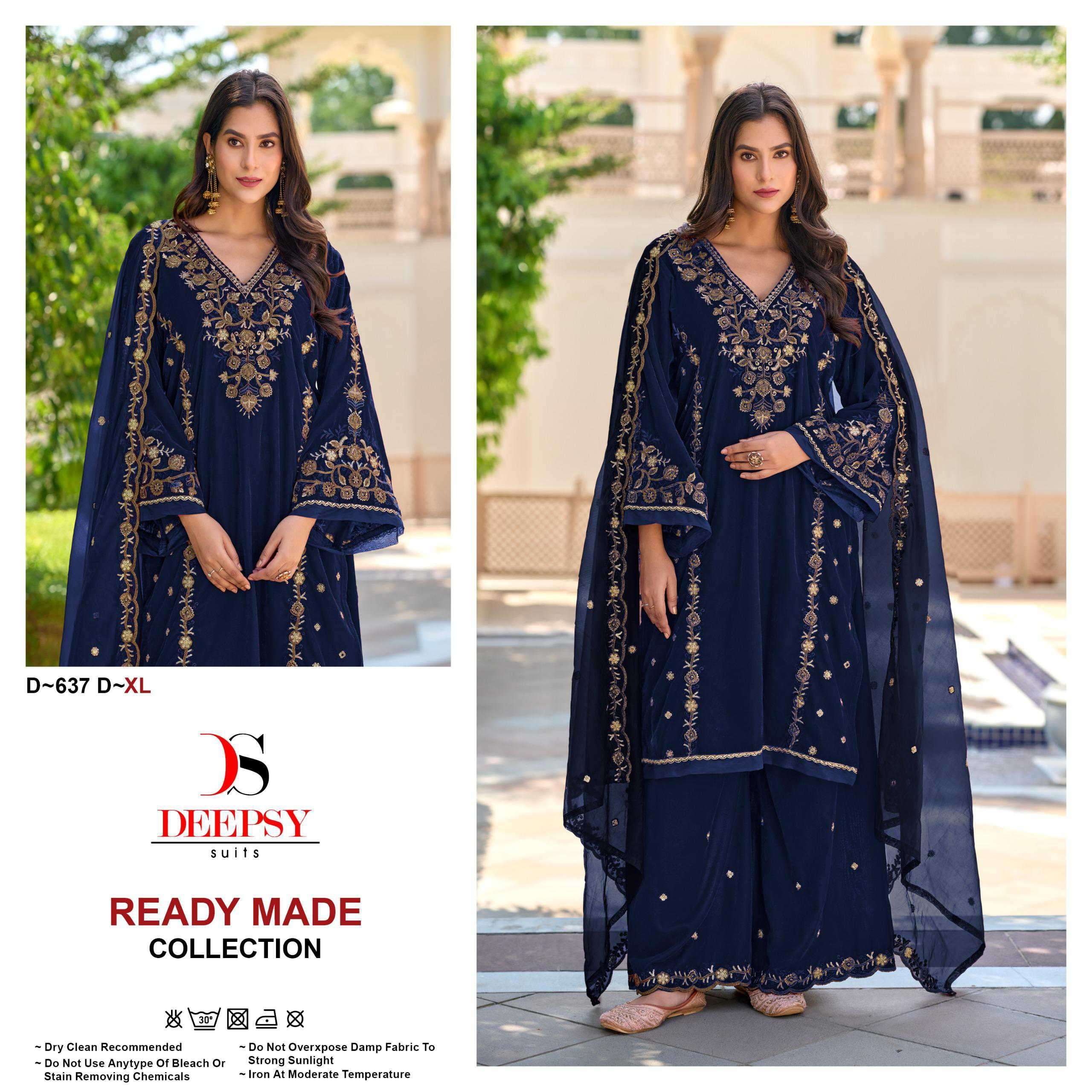 DEEPSY D 637 COLORS PAKISTANI VELVET READYMADE SUIT CATALOG WHOLESALER 2024