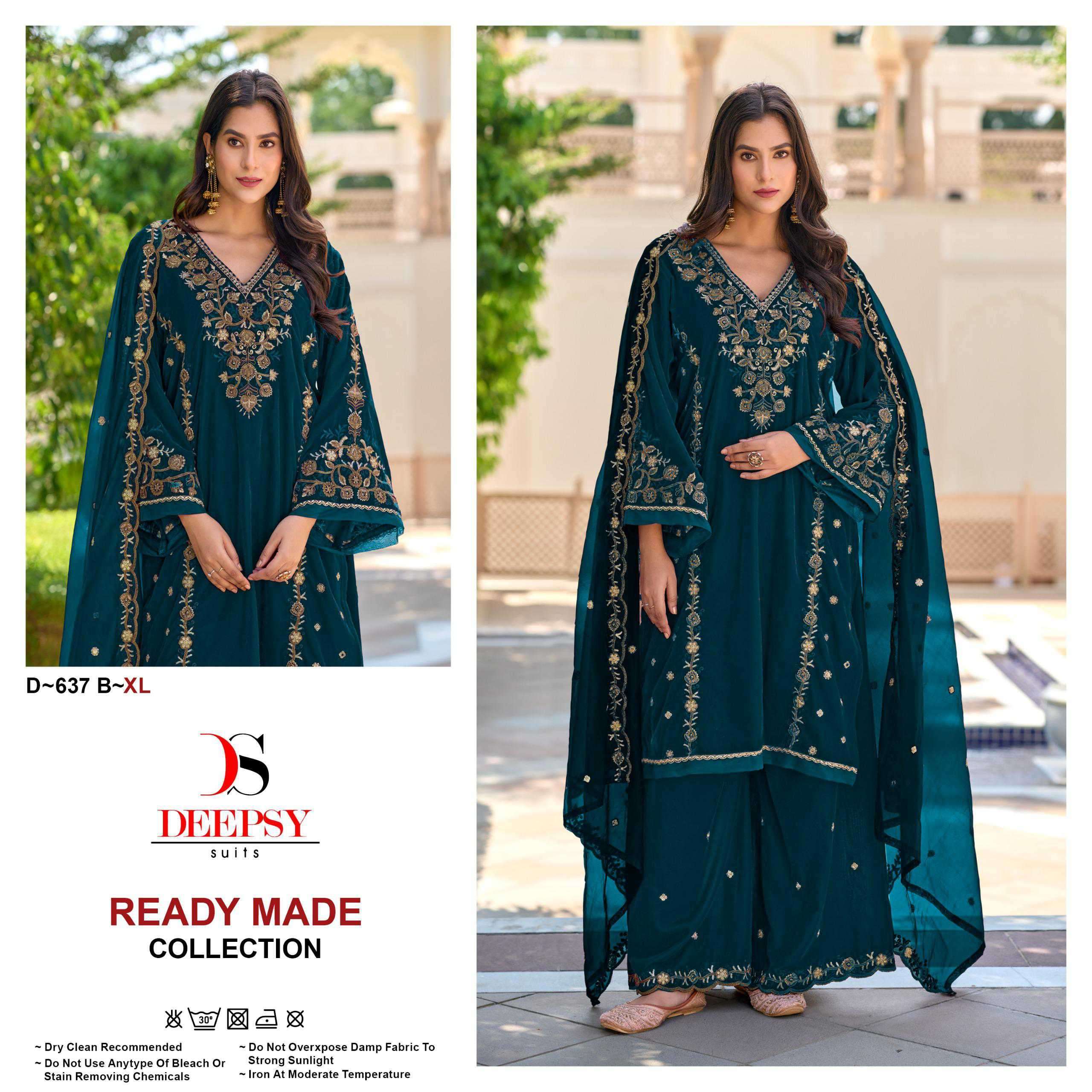 DEEPSY D 637 COLORS PAKISTANI VELVET READYMADE SUIT CATALOG WHOLESALER 2024