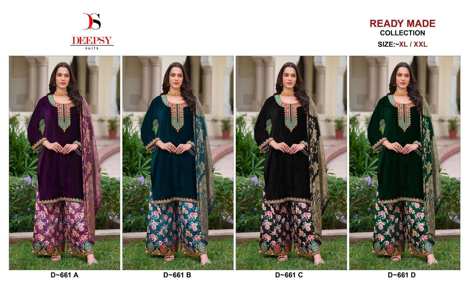 DEEPSY D 661 COLORS PAKISTANI SHARARA VELVET SUIT SUPPLIER IN SURAT 2024