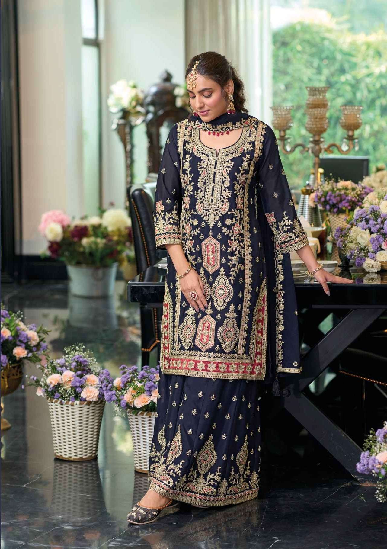 EBA LIFESTYLE MEHAR DESIGNER CHINON PALAZZO SUIT CATALOGUE WHOLESALER 