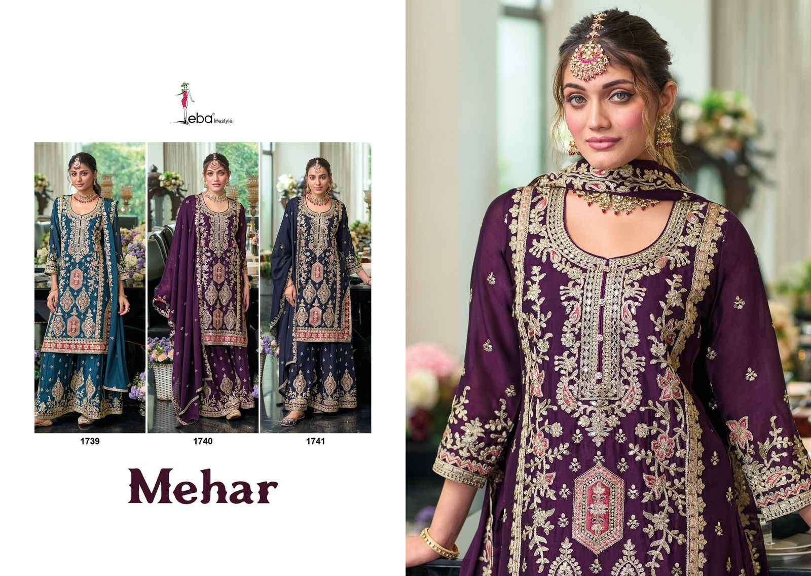 EBA LIFESTYLE MEHAR DESIGNER CHINON PALAZZO SUIT CATALOGUE WHOLESALER 