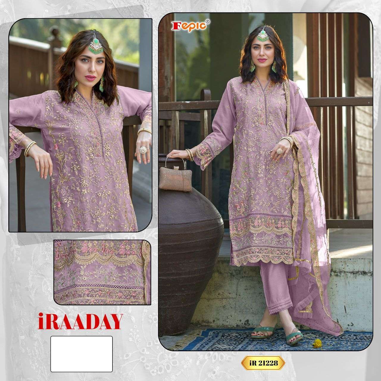 FEPIC IR 21228 COLORS HEAVY ORGANZA EMBROIDERY PAKISTANI SUIT COLLECTION BEST RATE 