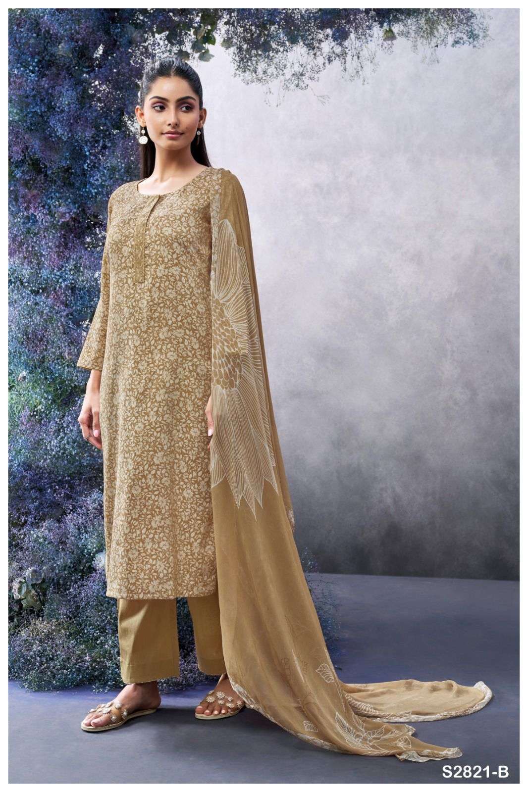 GANGA FASHION AGILA 2821 FANCY SATIN SILK GANGA SUIT CATALOGUE WHOLESALER 
