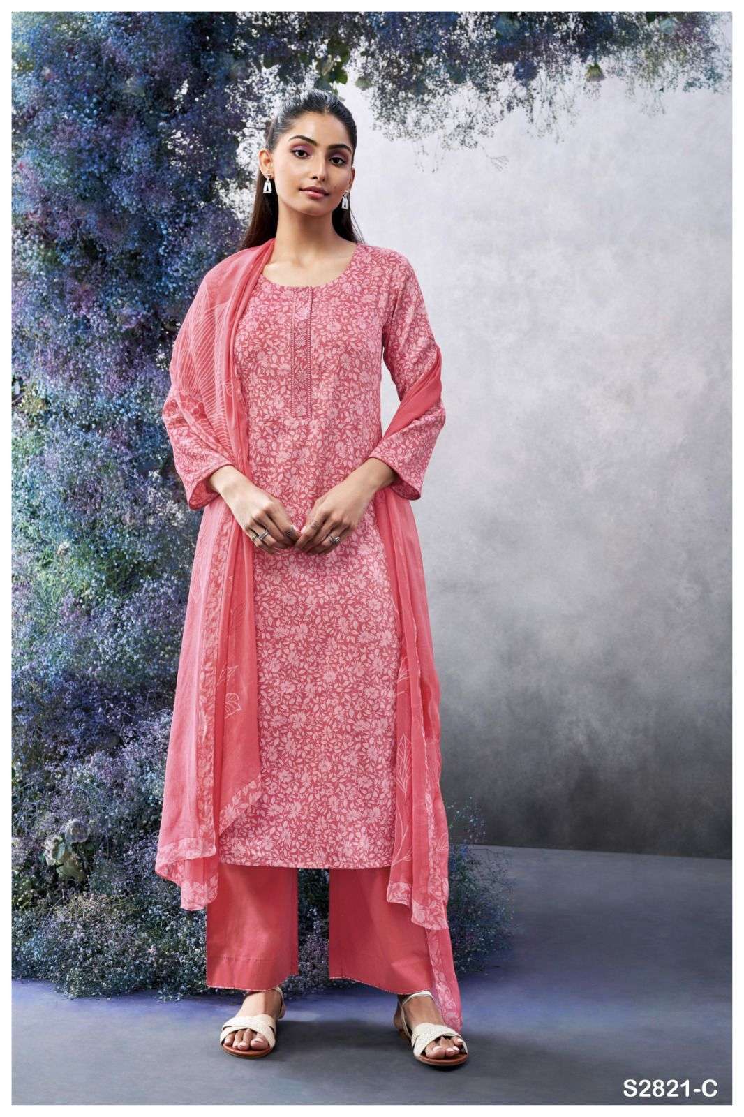 GANGA FASHION AGILA 2821 FANCY SATIN SILK GANGA SUIT CATALOGUE WHOLESALER 