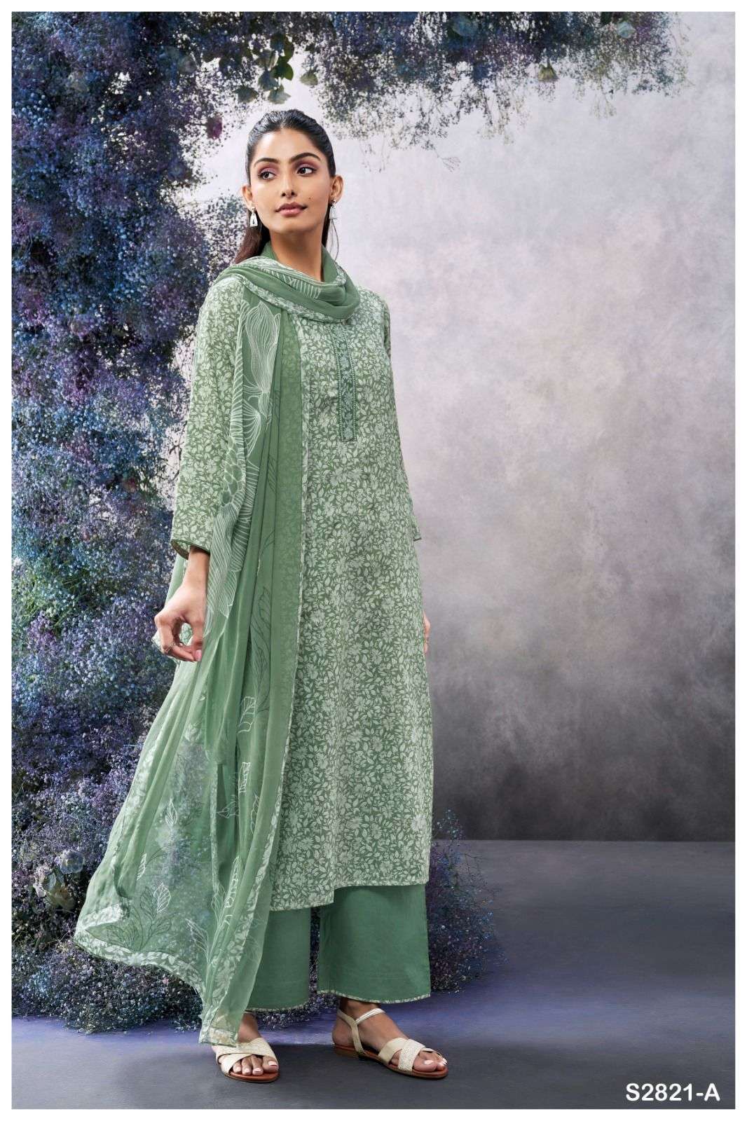 GANGA FASHION AGILA 2821 FANCY SATIN SILK GANGA SUIT CATALOGUE WHOLESALER 