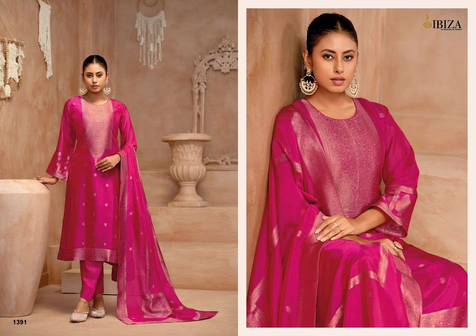 IBIZA GULMOHAR PURE BANGLORY SILK LADIES SUIT CATALOG EXPORTER 2024