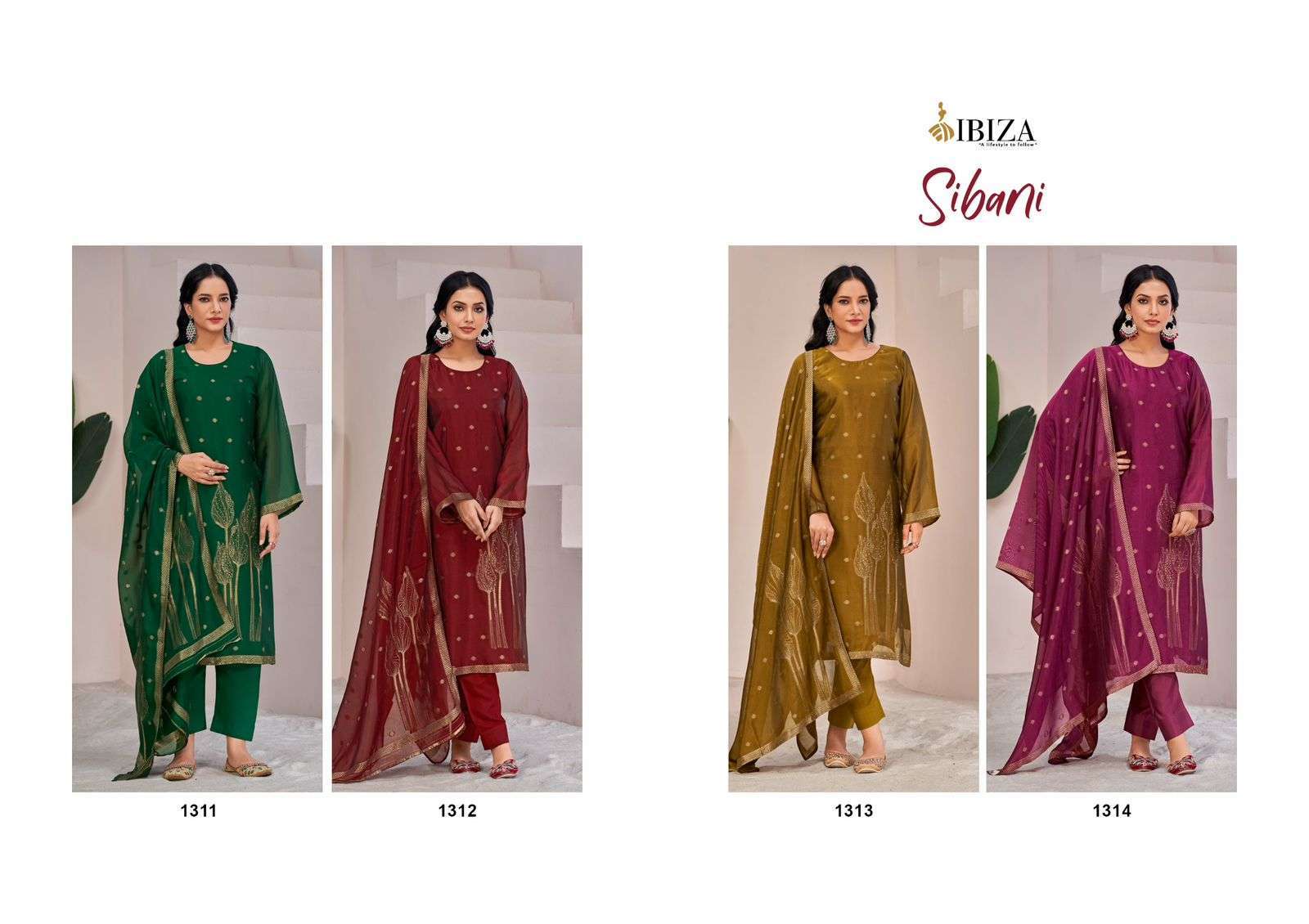 IBIZA SIBANI PURE BANGLORY SILK LADIES SUIT CATALOG SUPPLIER IN SURAT 