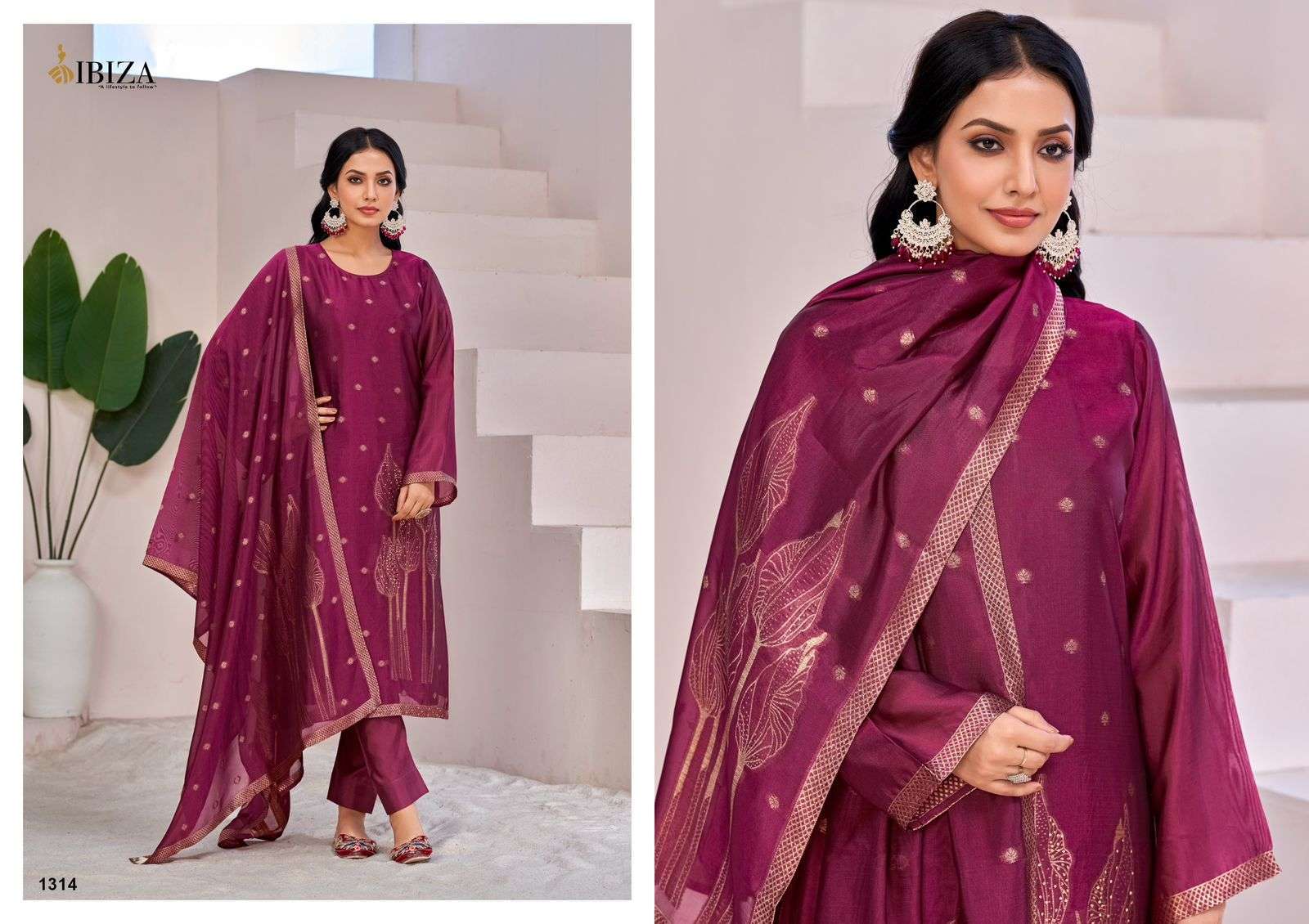 IBIZA SIBANI PURE BANGLORY SILK LADIES SUIT CATALOG SUPPLIER IN SURAT 