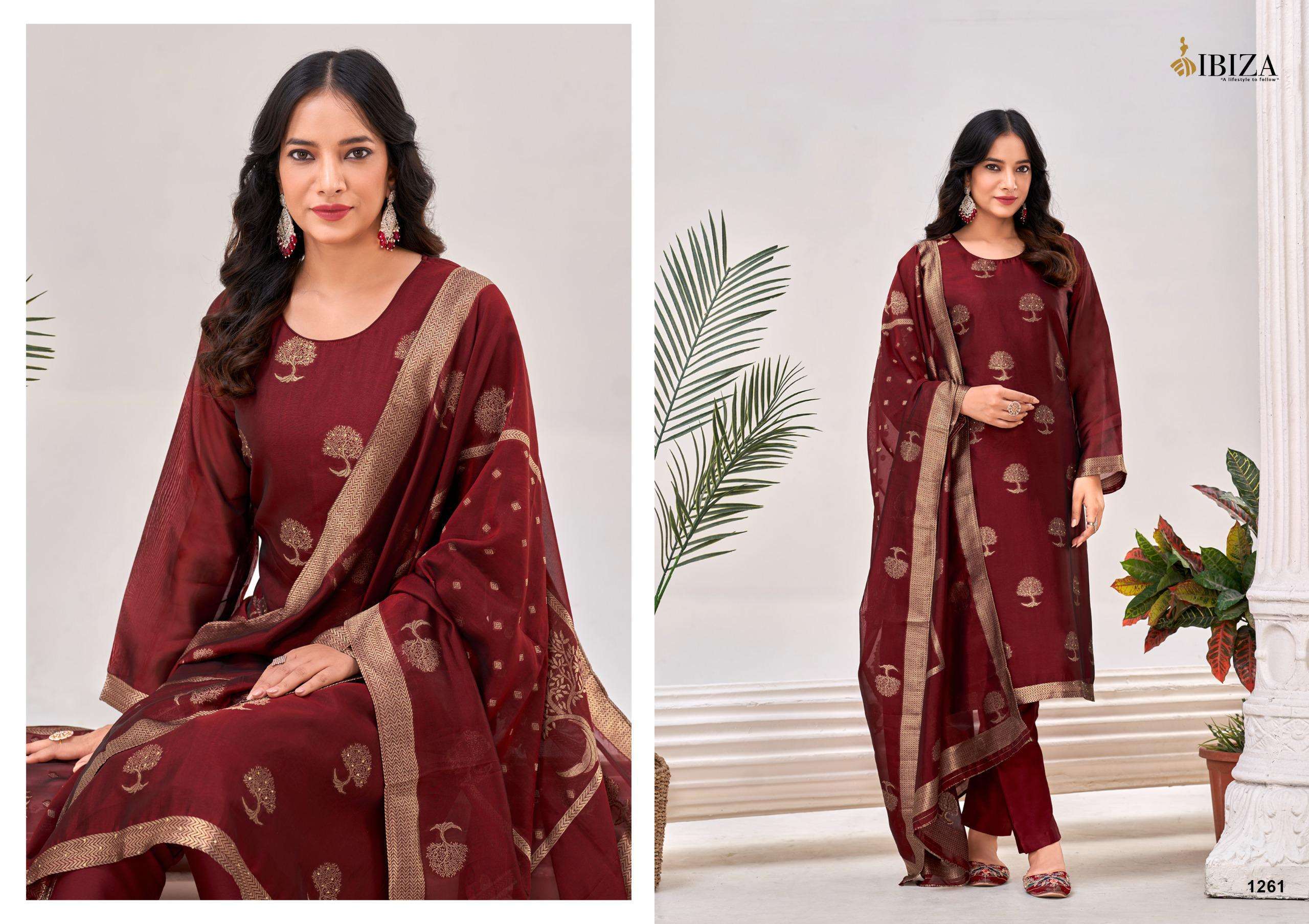 IBIZA ZAHANVI PURE BANGLORY SILK JACQUARD SUIT CATALOG WHOLESALE PRICE 