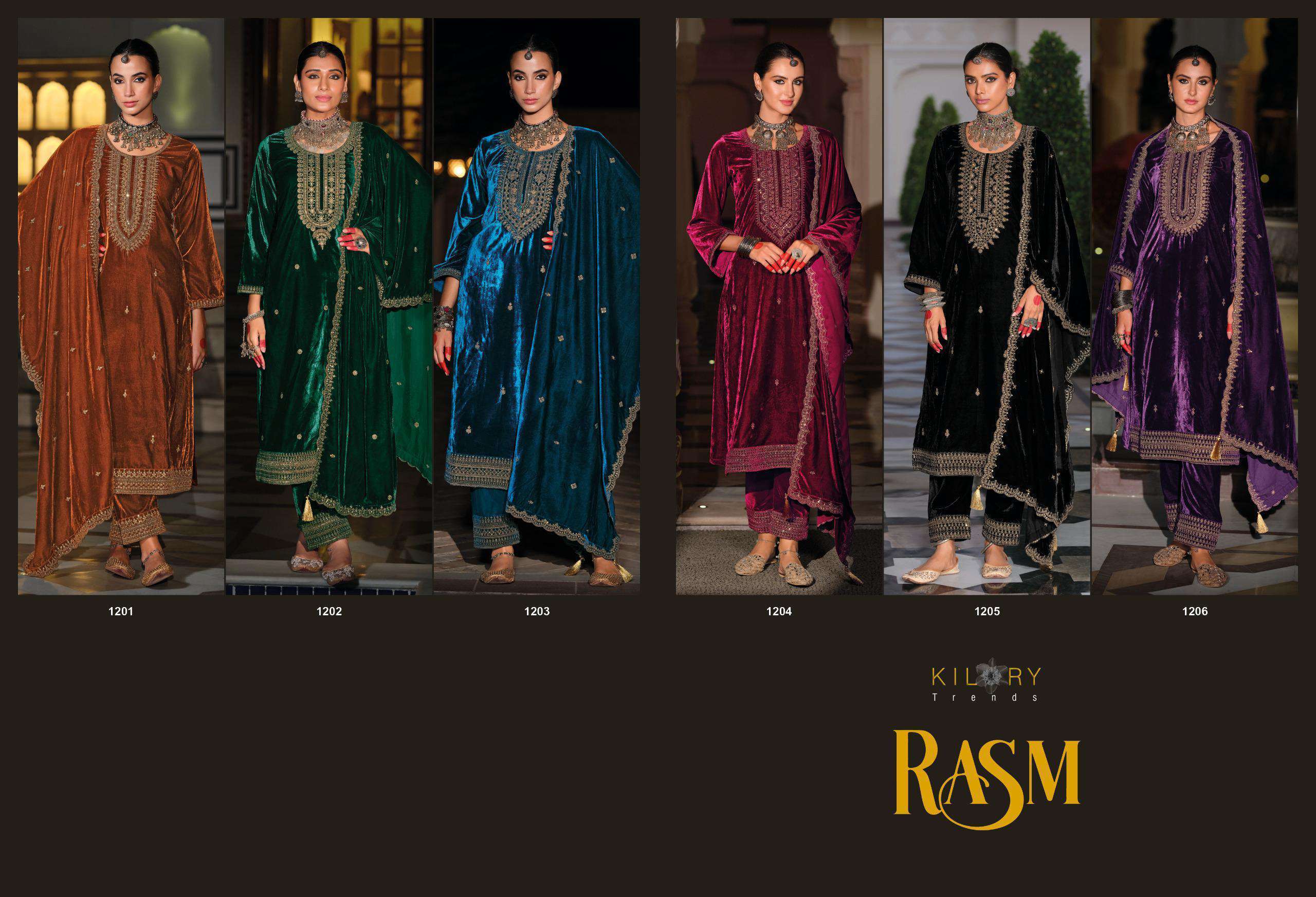 KILORY RASM DESIGNER VELVET DRESS CATALOG SUPPLIER 2024