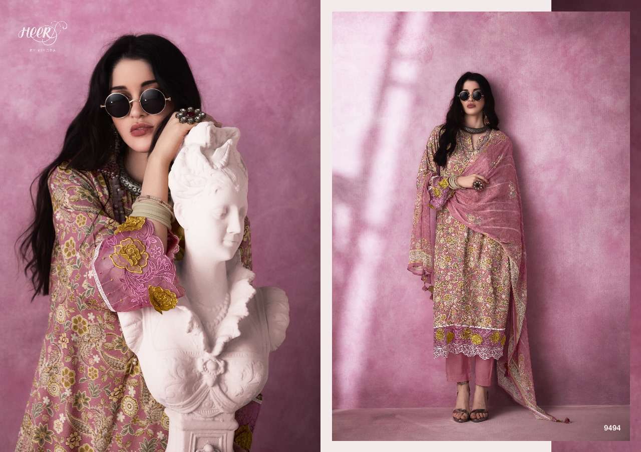 KIMORA HEER STAR PURE MUSLIN DESIGNER EXCLUSIVE SUIT CATALOG DEALER IN SURAT 2024