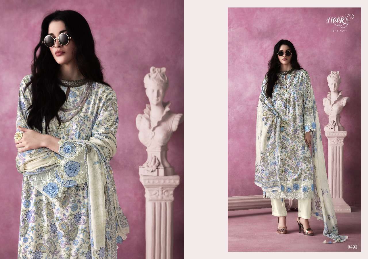 KIMORA HEER STAR PURE MUSLIN DESIGNER EXCLUSIVE SUIT CATALOG DEALER IN SURAT 2024