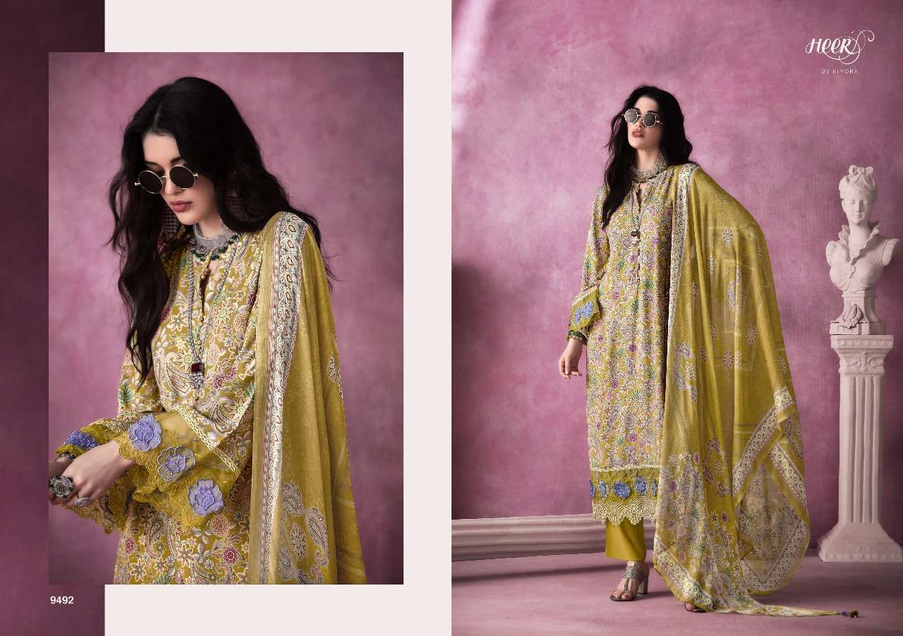 KIMORA HEER STAR PURE MUSLIN DESIGNER EXCLUSIVE SUIT CATALOG DEALER IN SURAT 2024