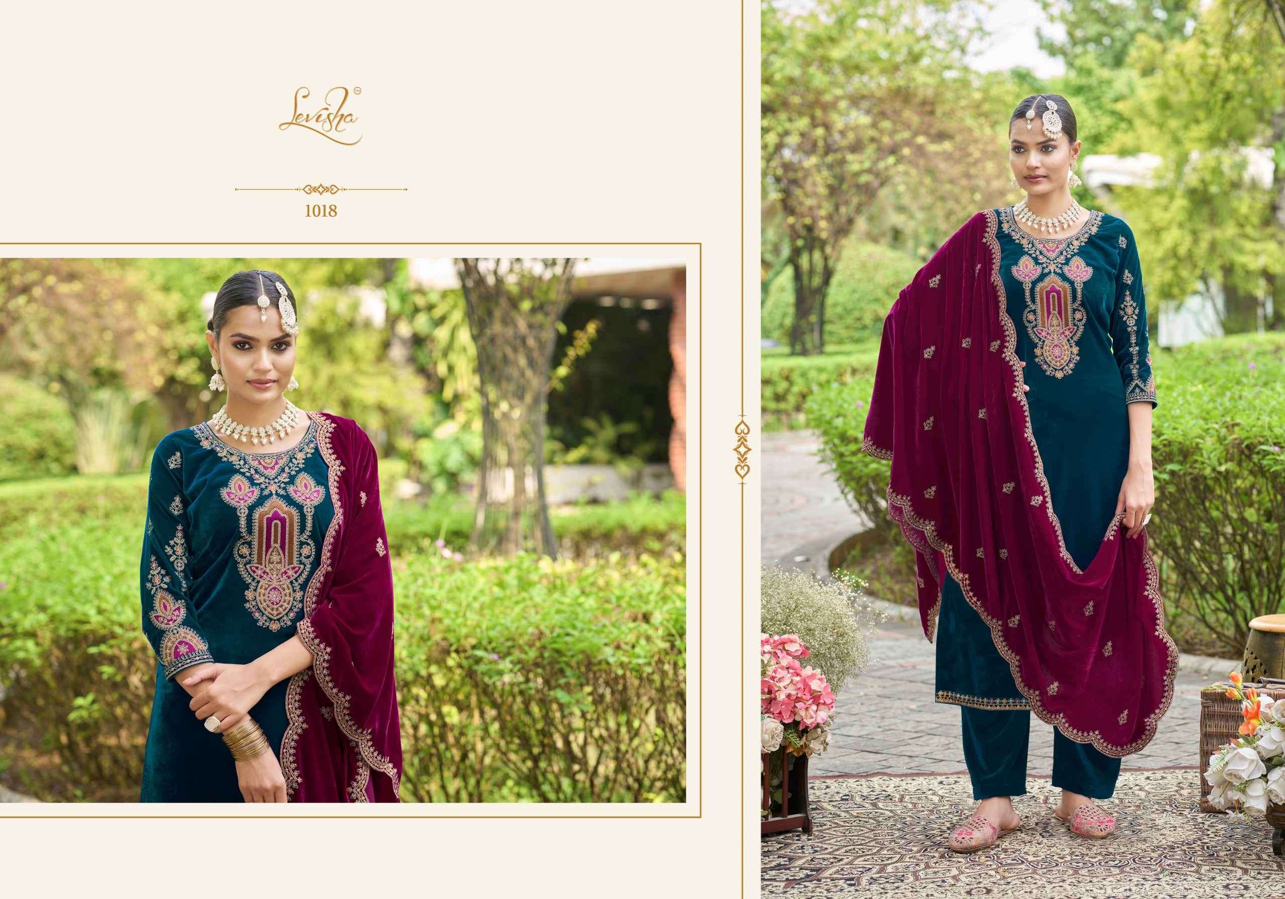 LEVISHA EK NAZAR DESIGNER WORK VELVET SUIT CATALOG SUPPLIER IN SURAT 