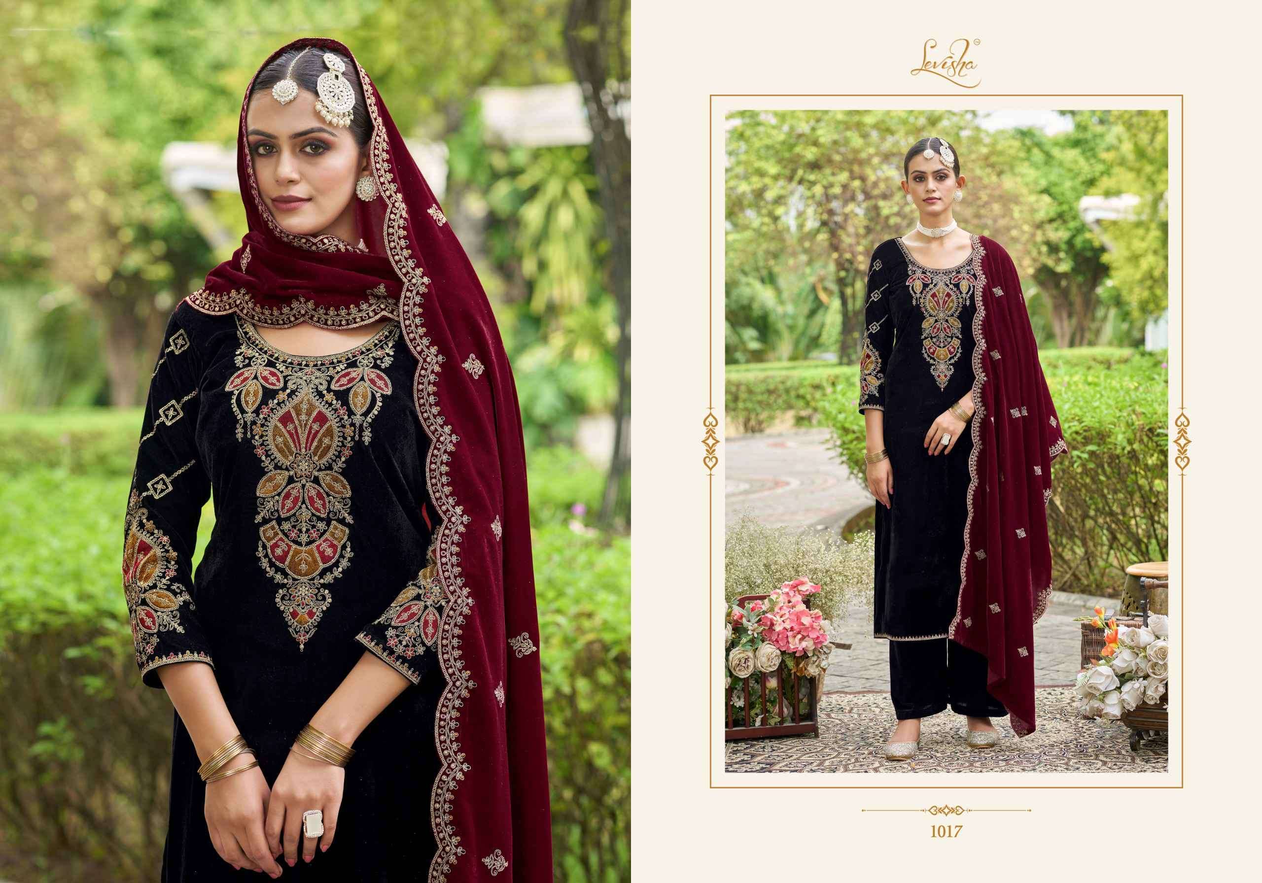LEVISHA EK NAZAR DESIGNER WORK VELVET SUIT CATALOG SUPPLIER IN SURAT 