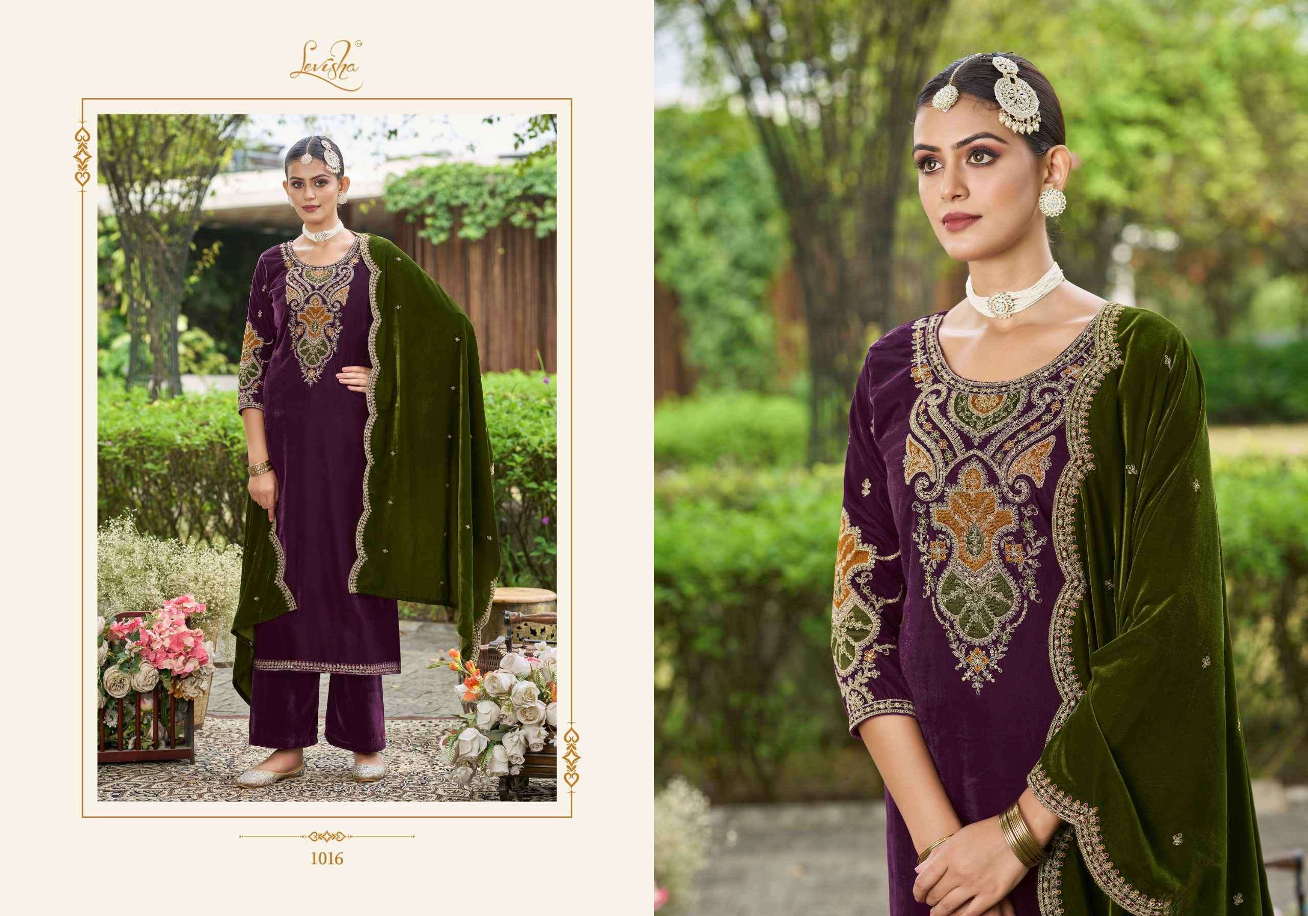 LEVISHA EK NAZAR DESIGNER WORK VELVET SUIT CATALOG SUPPLIER IN SURAT 