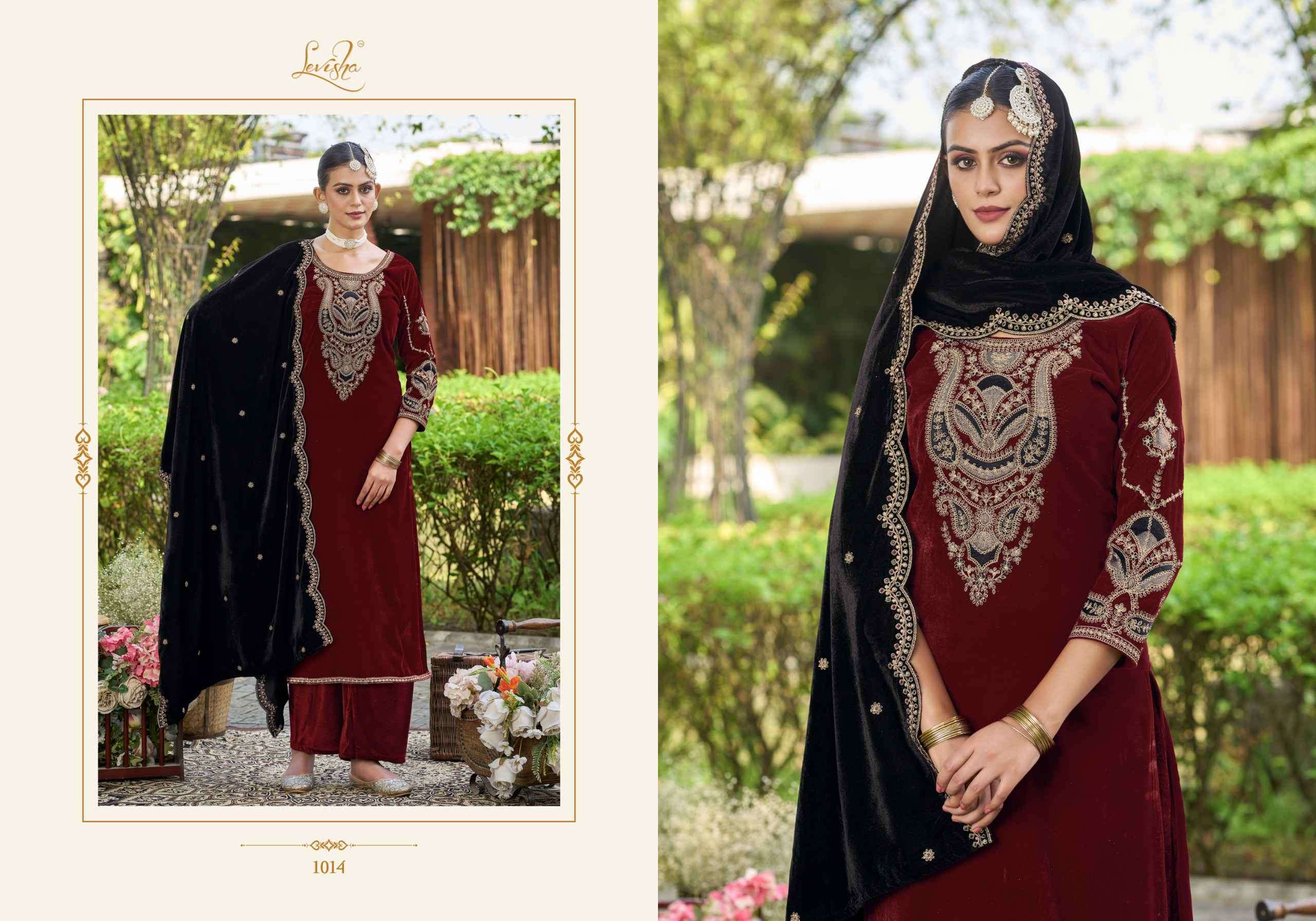 LEVISHA EK NAZAR DESIGNER WORK VELVET SUIT CATALOG SUPPLIER IN SURAT 
