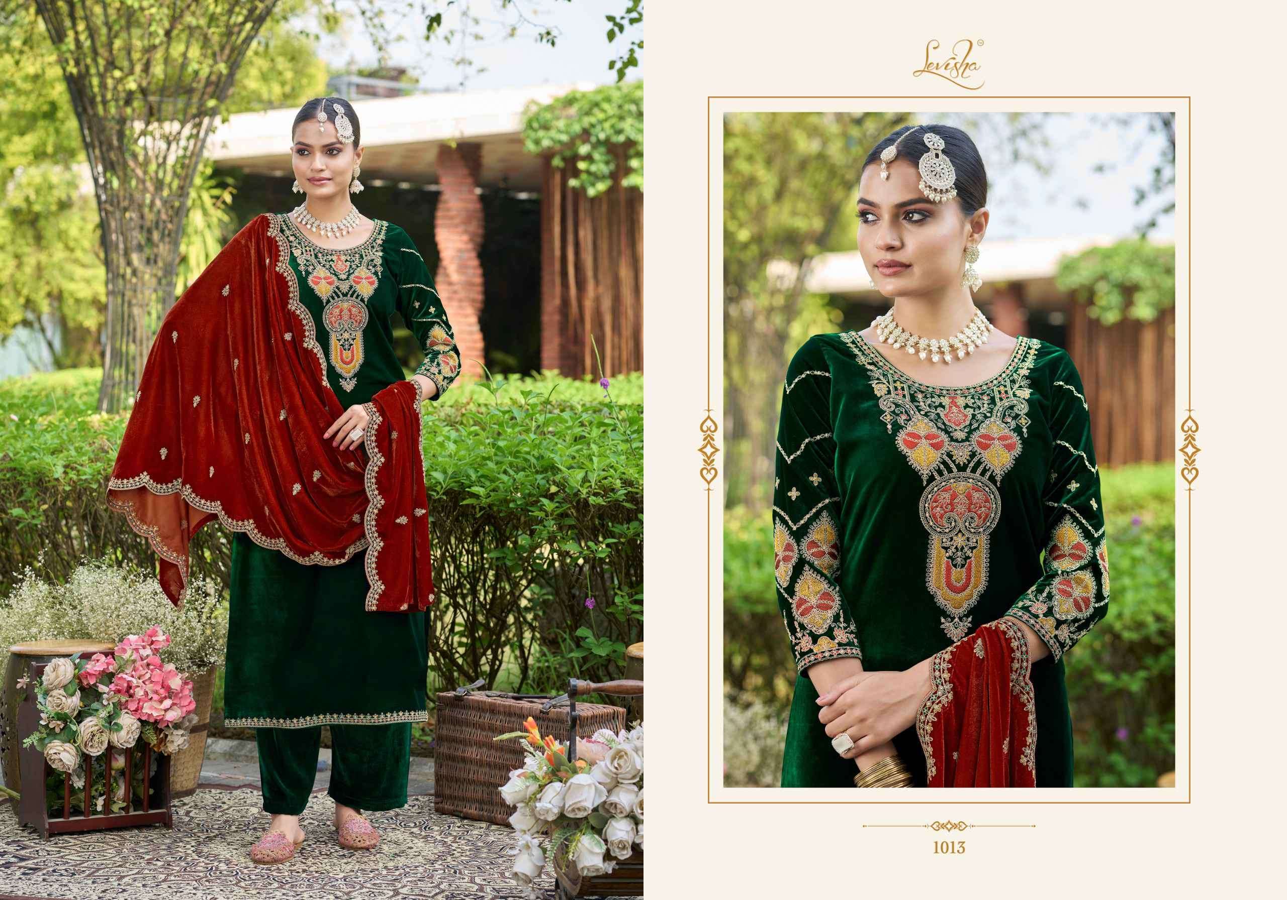 LEVISHA EK NAZAR DESIGNER WORK VELVET SUIT CATALOG SUPPLIER IN SURAT 