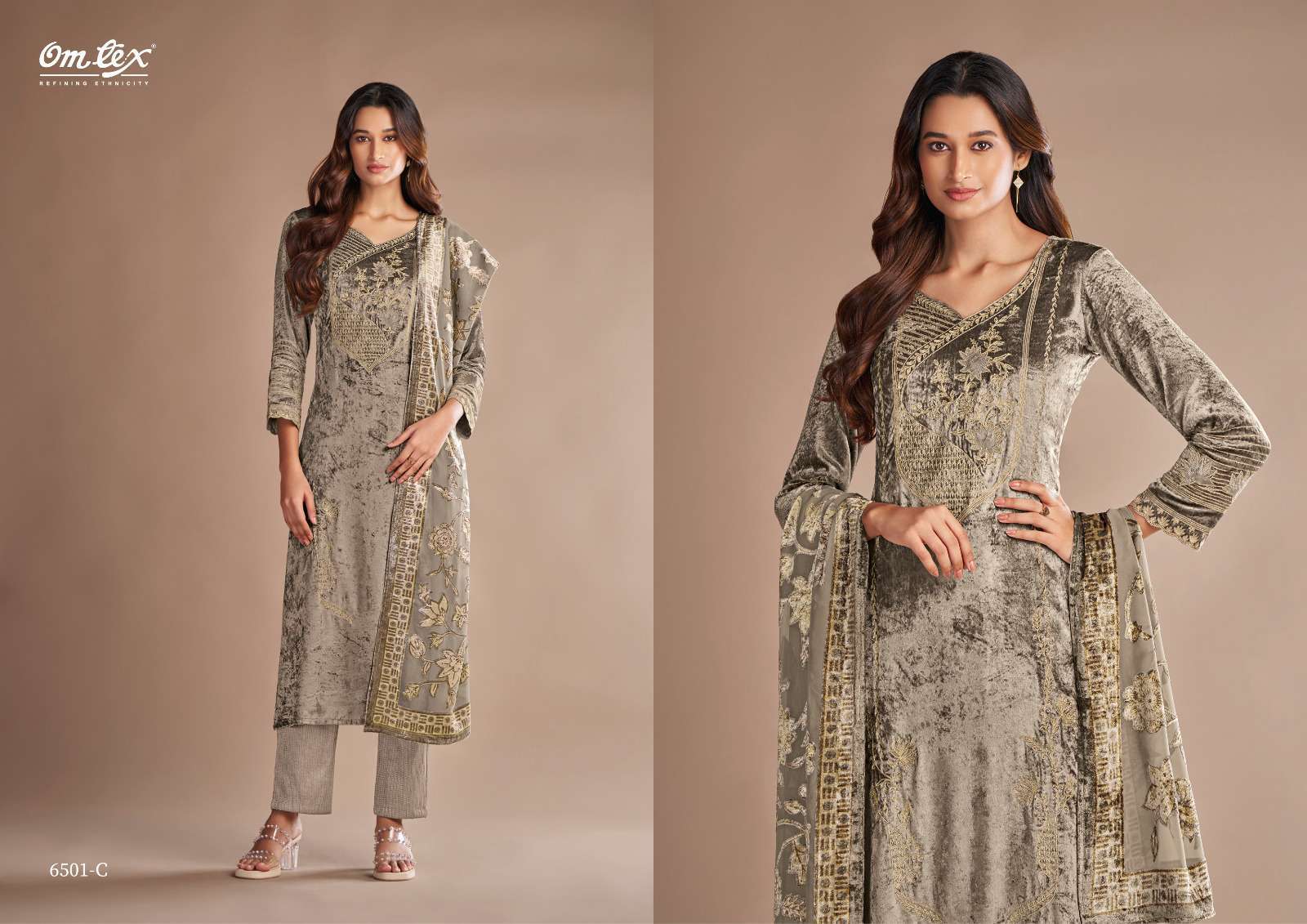 OMTEX RITHA VOL 15 PURE VISCOSE VELVET DESIGNER SUIT CATALOGUE WHOLESALER 2024
