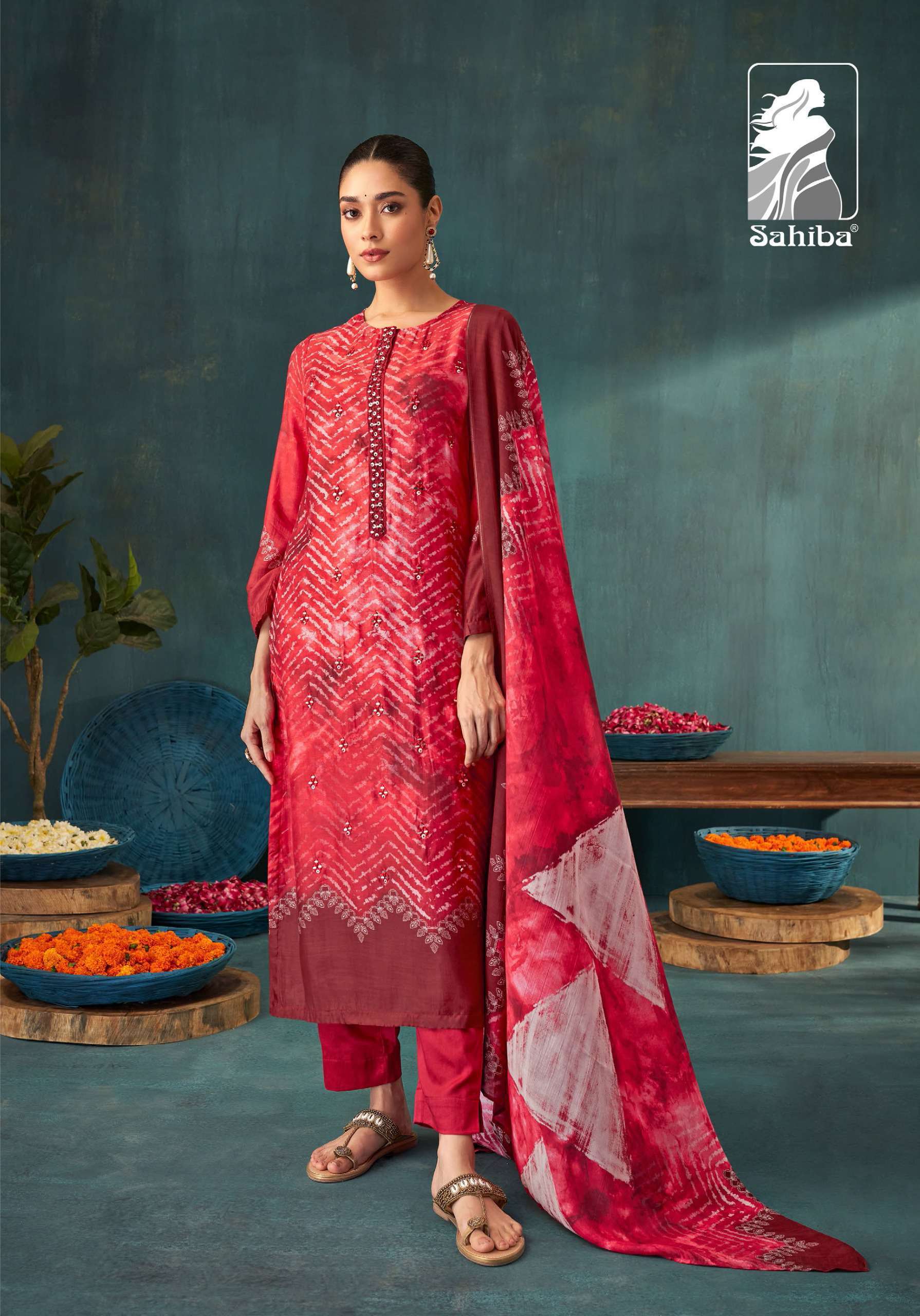 SAHIBA NAKSHI MUSLIN SILK SUIT CATALOGUE DEALER 2024