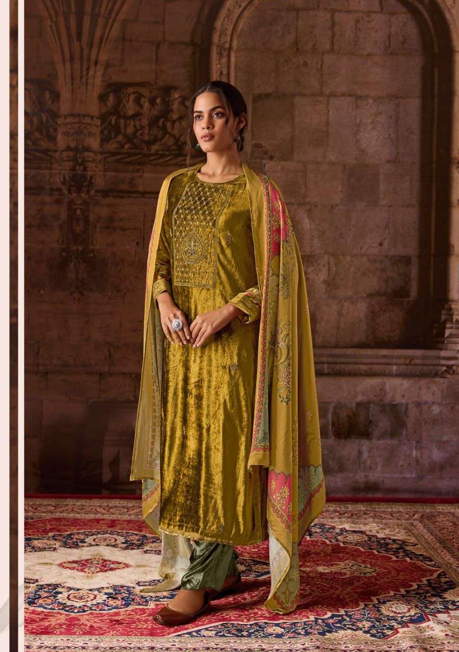 SAHIBA SURBHI DESIGNER DESIGNER VELVET SUIT LATEST CATALOGUE WHOLESALER 2024